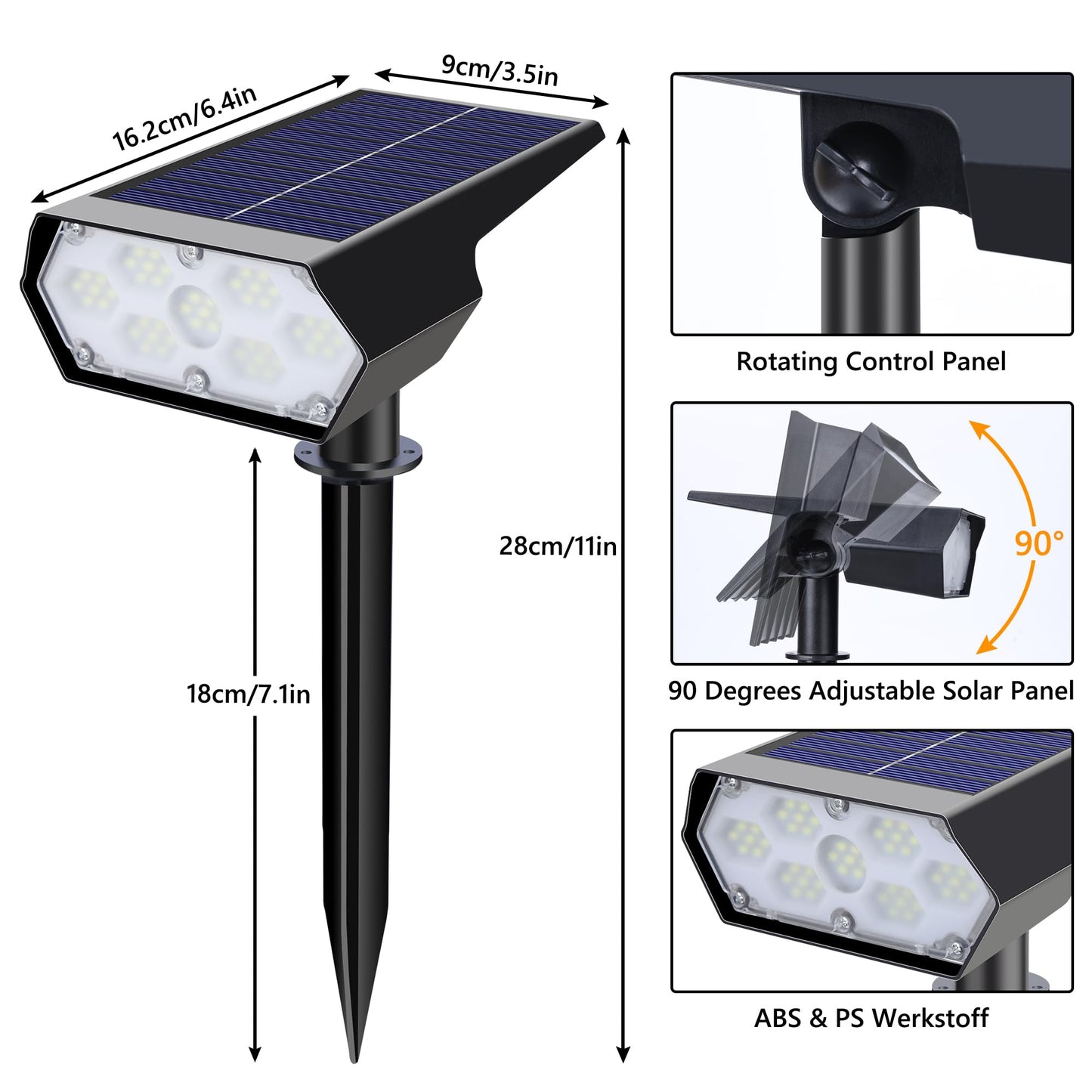 Toodour Solar Spot Lights Outdoor 4 Packs 49 Led Solar Outdoor Lights With 2 Lighting Modes Waterproof Solar Powered Flood Lights Landscape Lighting For Yard Garden Pathway Walkway (Cool White)