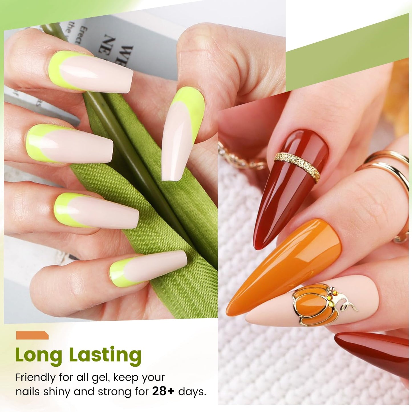OpenLive 2 Bottle 10ml Gel Base Coat and Top Coat Set - No Wipe Quick Drying Long Lasting Glossy Gel Polish for Home DIY and Sal