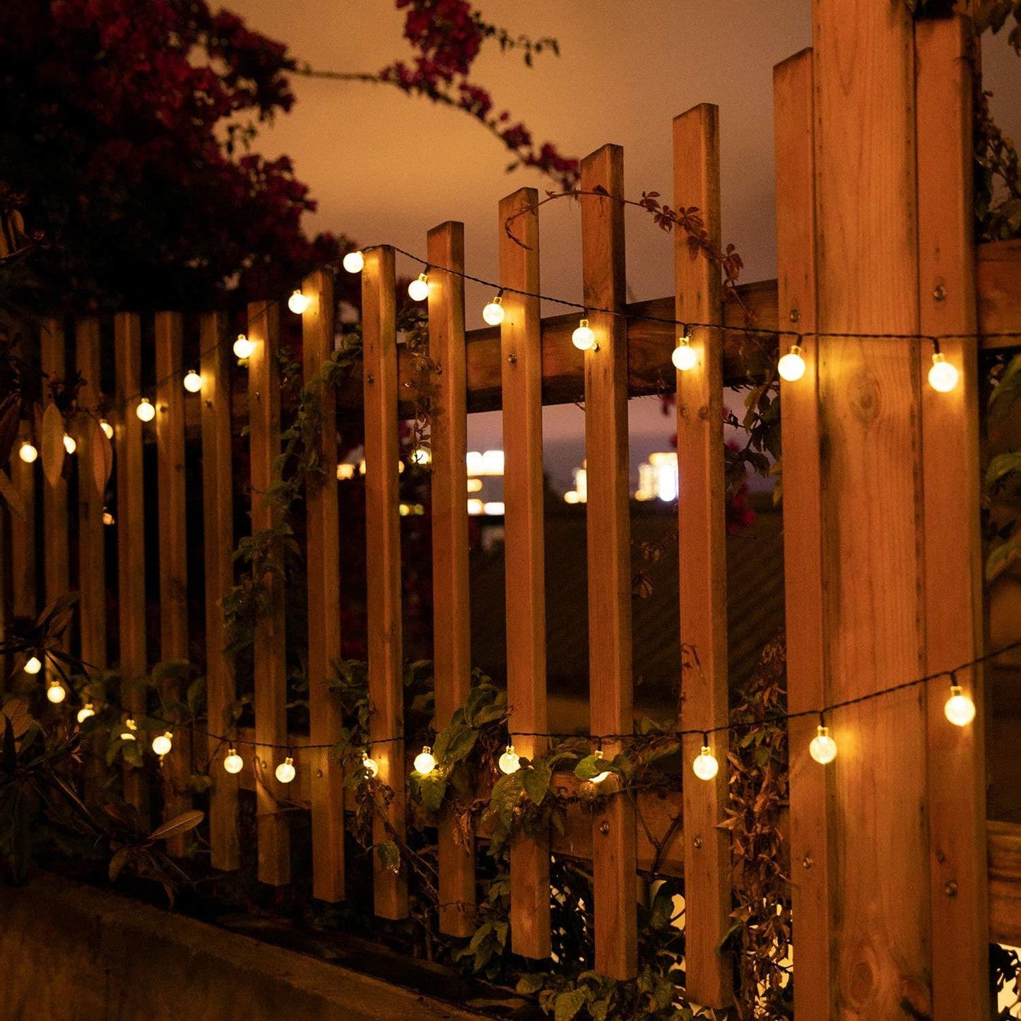 Brightown Solar String Lights Outdoor 60 Led 36Ft Waterproof Crystal Globe Warm White - 8 Lighting Modes For Garden, Yard, Party Decor