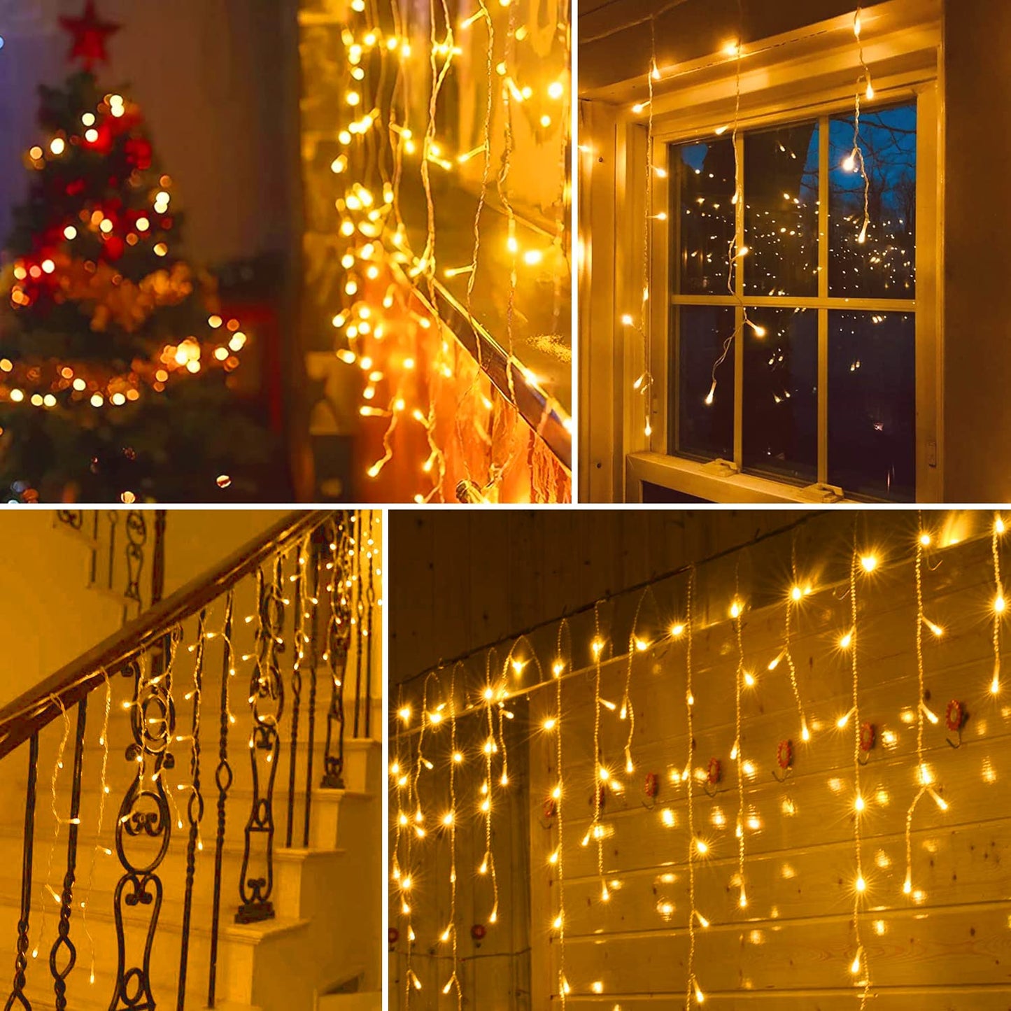 Blingstar Icicle Lights Outdoor 440 LED Warm White String Lights 49.2 Ft for Christmas Decor