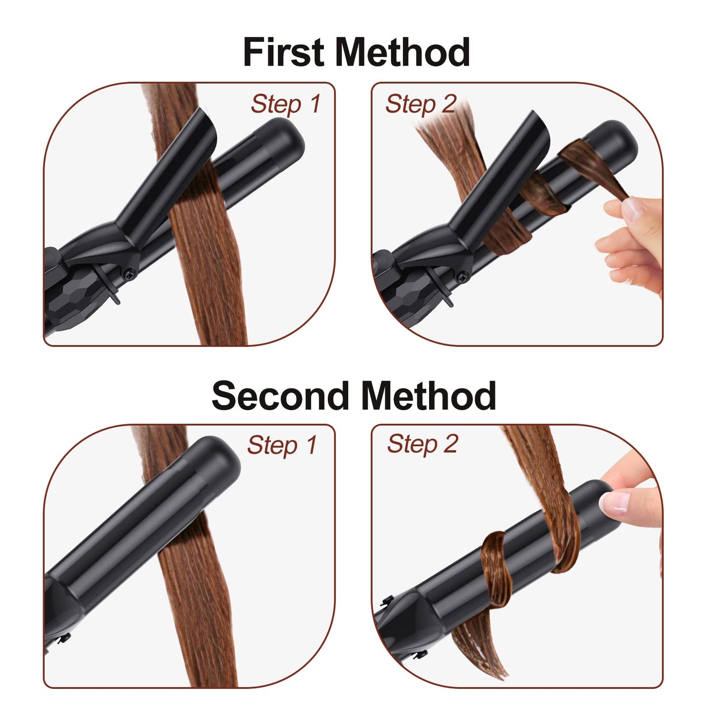 LURA 1 1/4 Inch Curling Iron with Ceramic Tourmaline Barrel, Dual Voltage Hair Curler with 2 Heat Settings (320?-410?), Curling