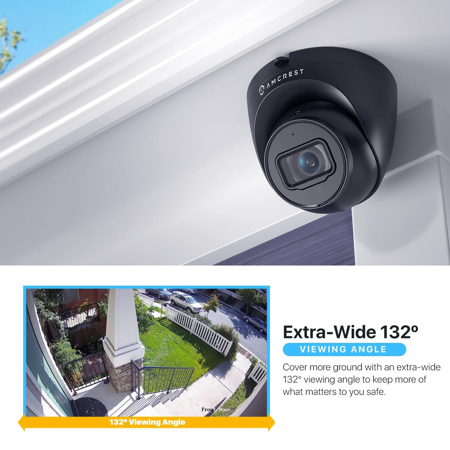 Amcrest 5Mp Turret Poe Camera, Ultrahd Outdoor Ip Camera Poe With Mic/Audio, 5-Megapixel Security Surveillance Cameras, 98Ft Nig