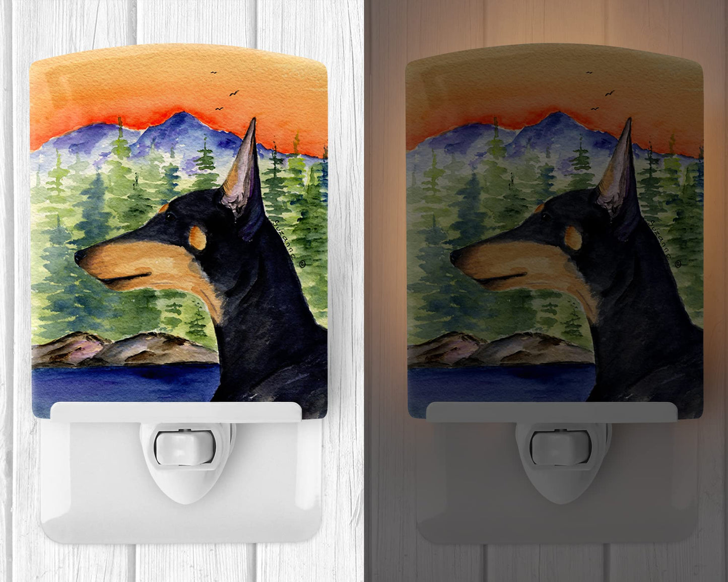 CarolineS Treasures Ceramic Night Light, Manchester Terrier, 6X4X3, Ul-Certified For Bedroom, Bathroom, Nursery, Multicolor