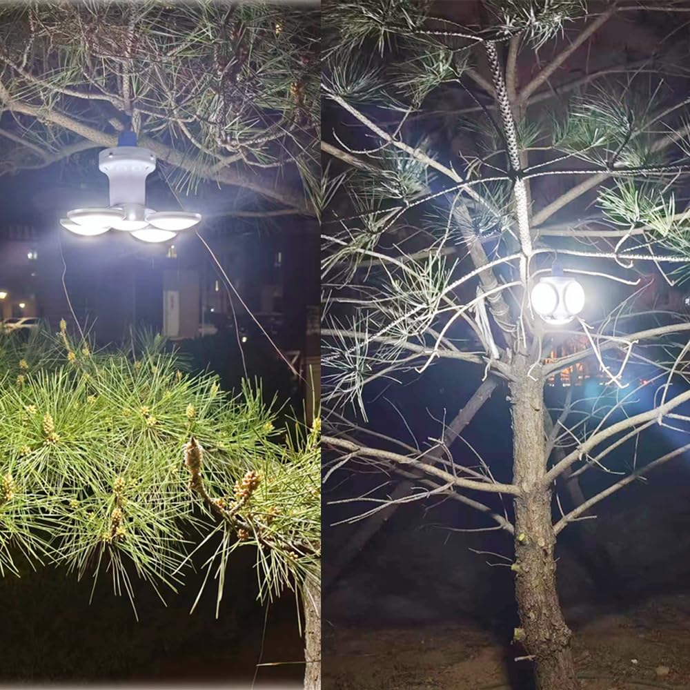 Jearytop 2 in 1 Folding Solar Camping Lamp 45 LED Rechargeable Collapsible USB White 2 Pack
