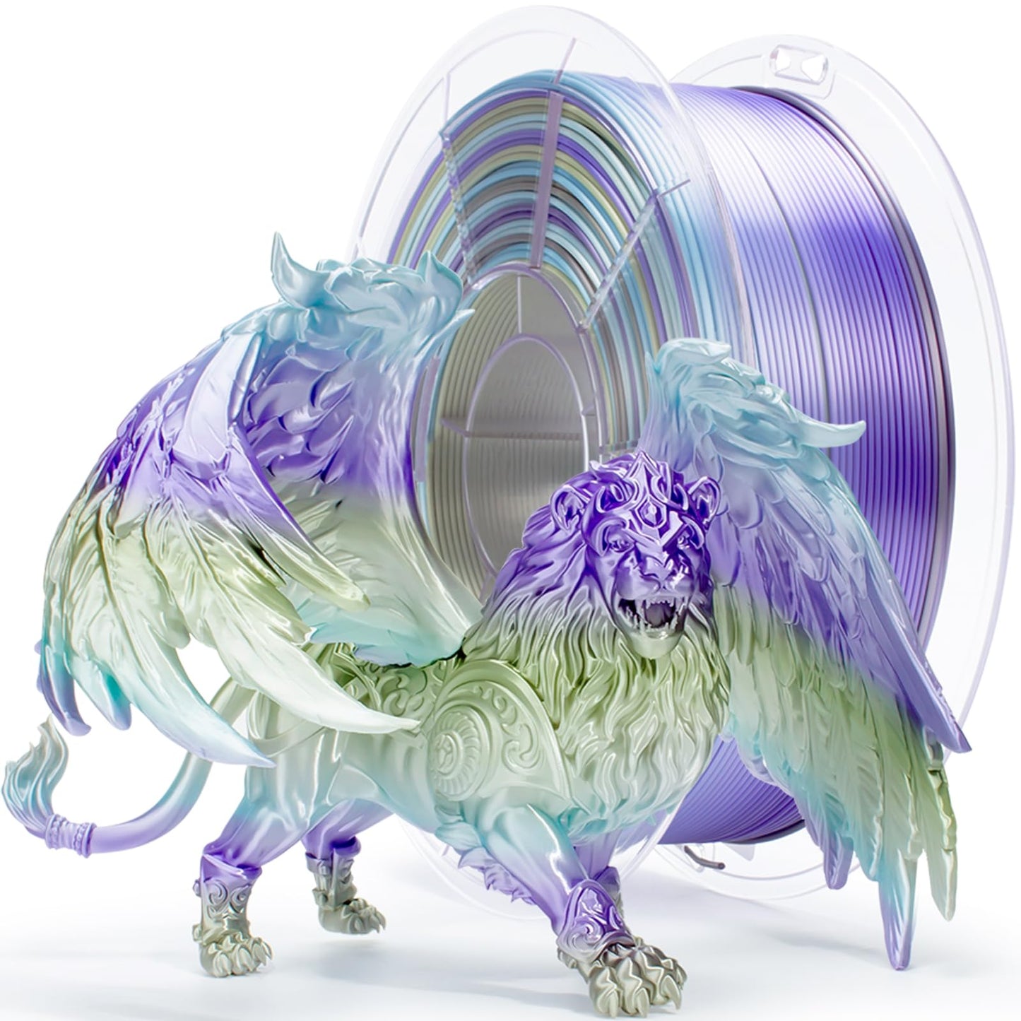 ZIRO Fast Color Gradient 1.75mm PLA, Color Gradient Shine Surface Material for 3D Printing, Glossy Rainbow PLA Filaments, Fit Mo