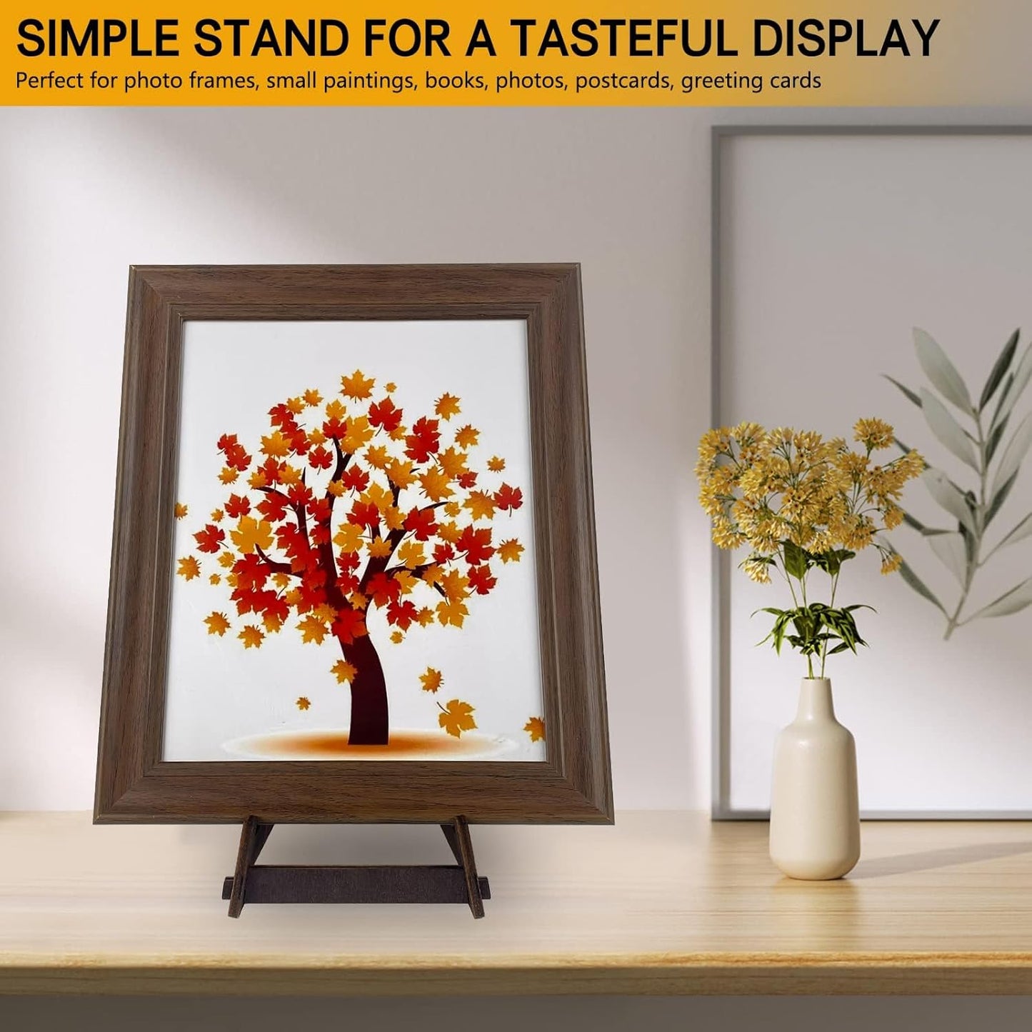 2 Pack 13 Inch Wooden Large Plate Display Stands, Book/Easel Plate Holder, Frame Holder Stand for Bowl, Pottery, Pictures, Books, Artwork
