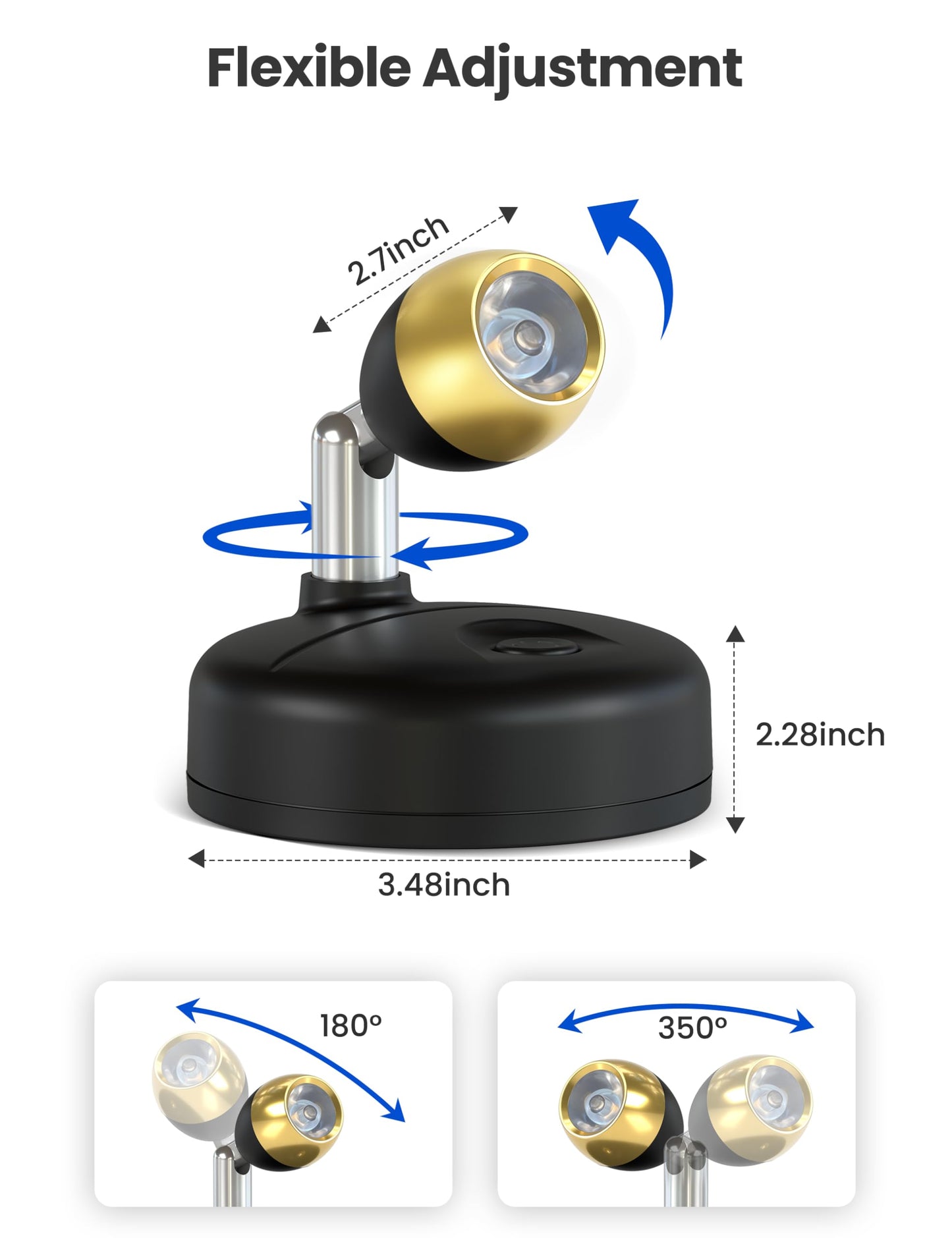KINDEEP Mini Spotlight for Displays Indoor: LED Uplighting Wireless, RGB Spot Lights with Remote, Timer&Dimmable, Picture Lights for Painting, Artwork, Accent Lighting, Black, 6 Pack
