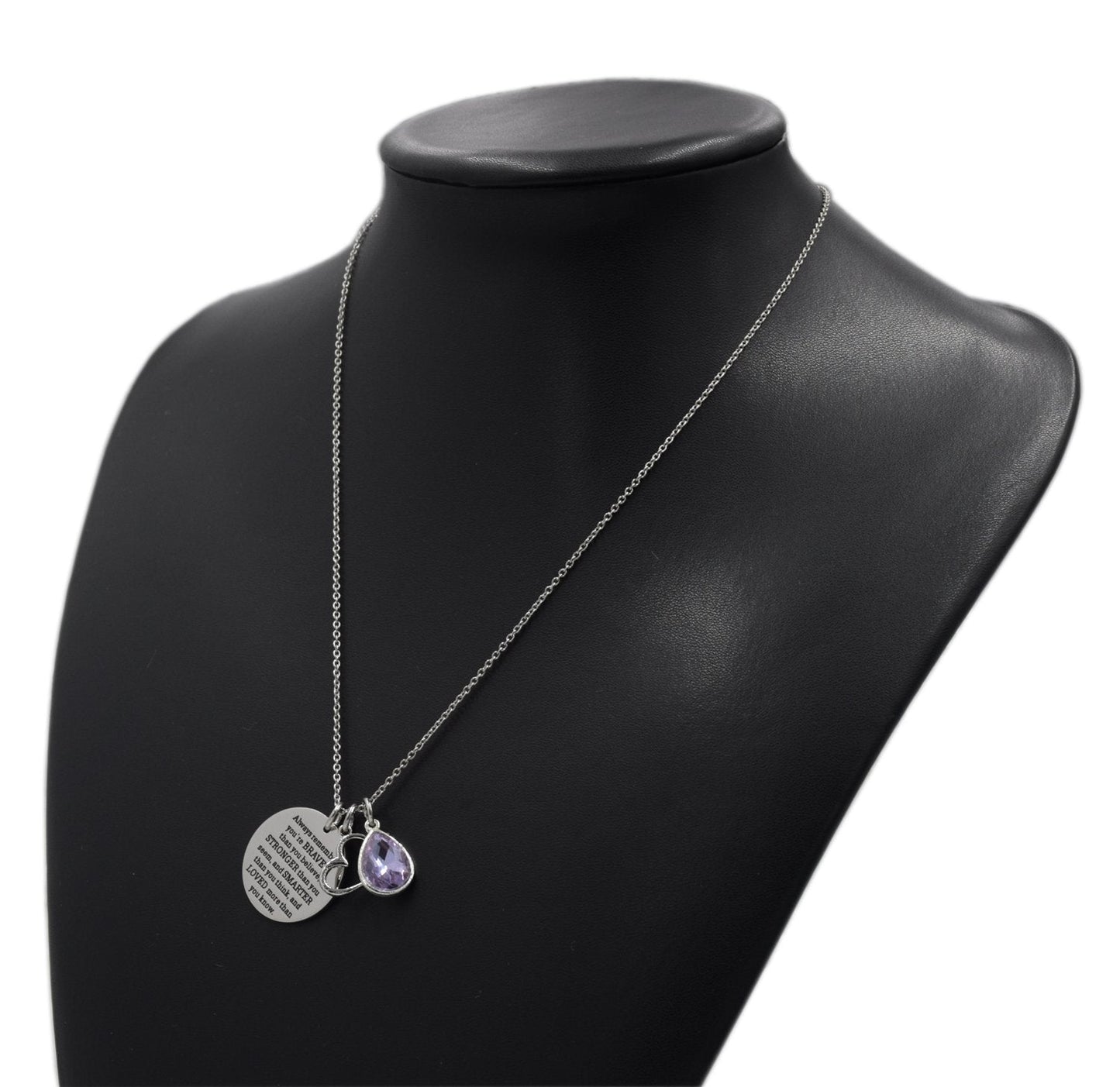 LParkin You are Braver Than You Believe Awareness Necklace Birthstone Graduation Gift Best Friend Encouragement Gifts