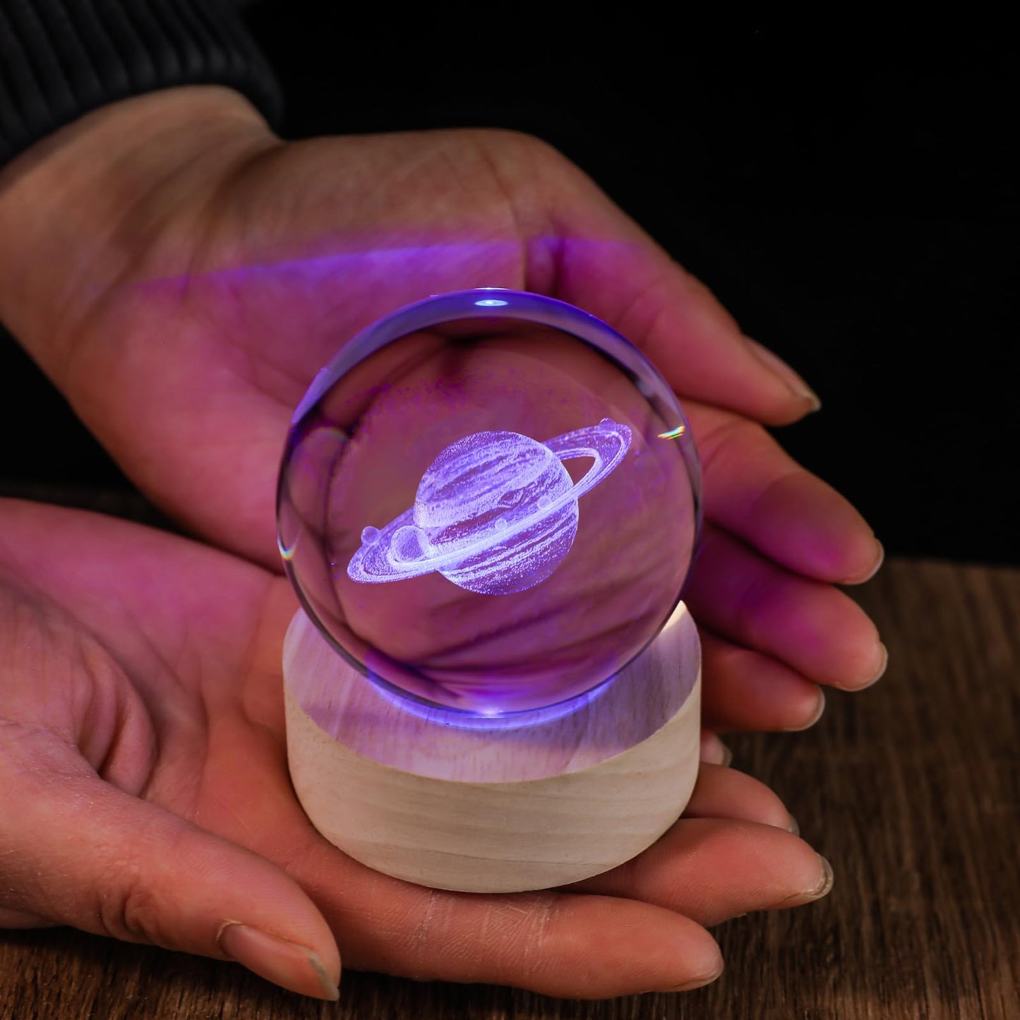 Qianruna 3D Saturn 60Mm Crystal Ball Astronomy Universe Gifts 3D Saturn ts Model Science Space Themed Physics Gifts Night Light Lamp For Kids Men Him Dad Science Teacher
