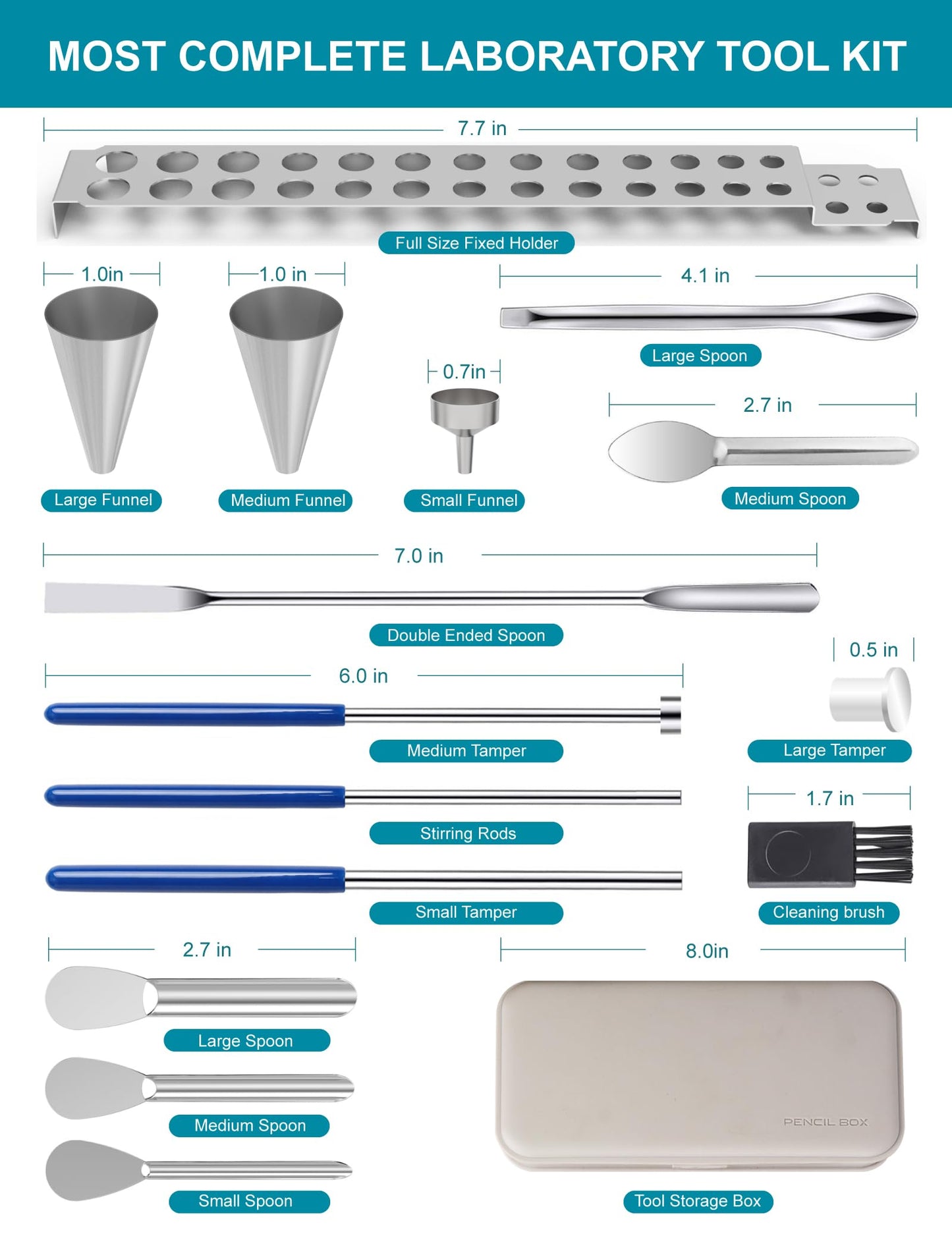 16Pcs Filling Tools Kit - Short Stem Funnels Home & Lab Supplies with Empty Tray and Spoon Scoops Spatula Tamper Quickly Maker All Size # 000 00 0 1 2 3 4 5 Funnel (16Pcs