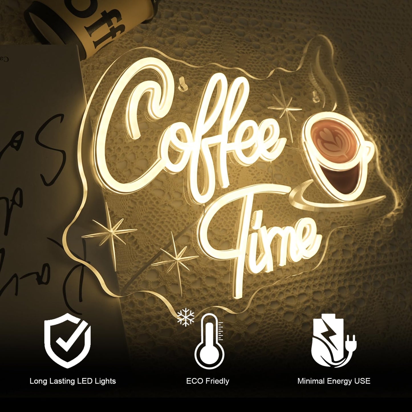 Dreamfort Coffee Time Neon Sign Latte Art Neon Lights Neon Bar Signs For Wall Decor Led For Caf?S Kitchens & Breakfast Bars Light Signs Retro Diner Lighting