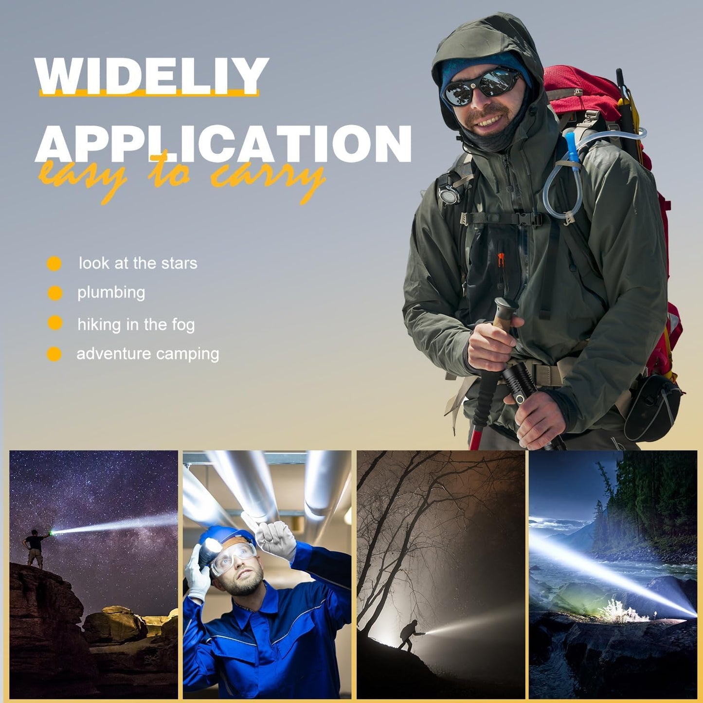 Small Tactical Flashlights 20000 High Lumens - 1500 Meters Long Beam Super Bright Led Magnetic Flashlight Usb Rechargeable Zoomable 5Modes Long Beam Spotlight Flashlight For Hiking Camping 1Pcs