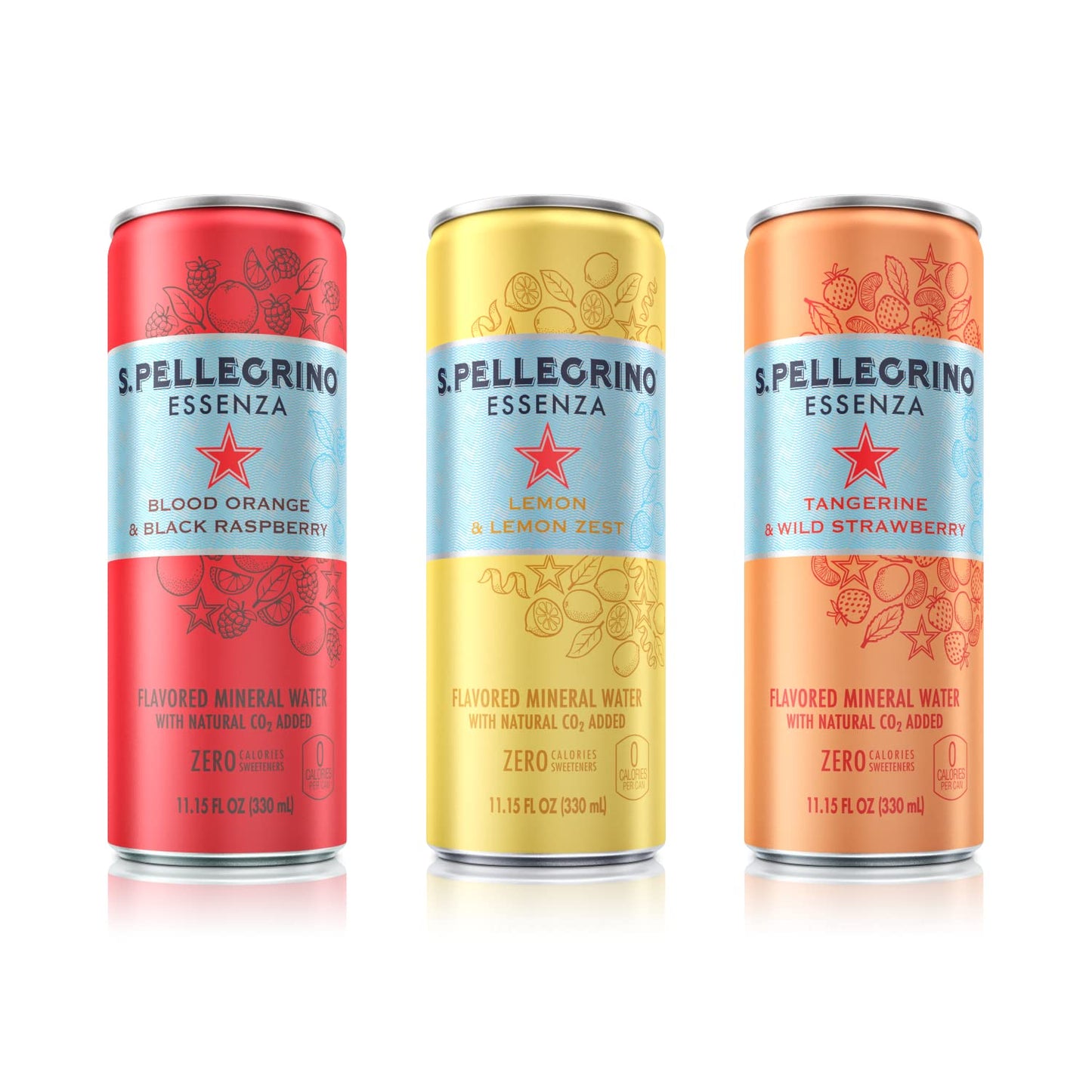 S.Pellegrino Essenza Variety Pack - Blood Orange Lemon Wild Strawberry 11.15 Fl. Oz (Pack of 24)