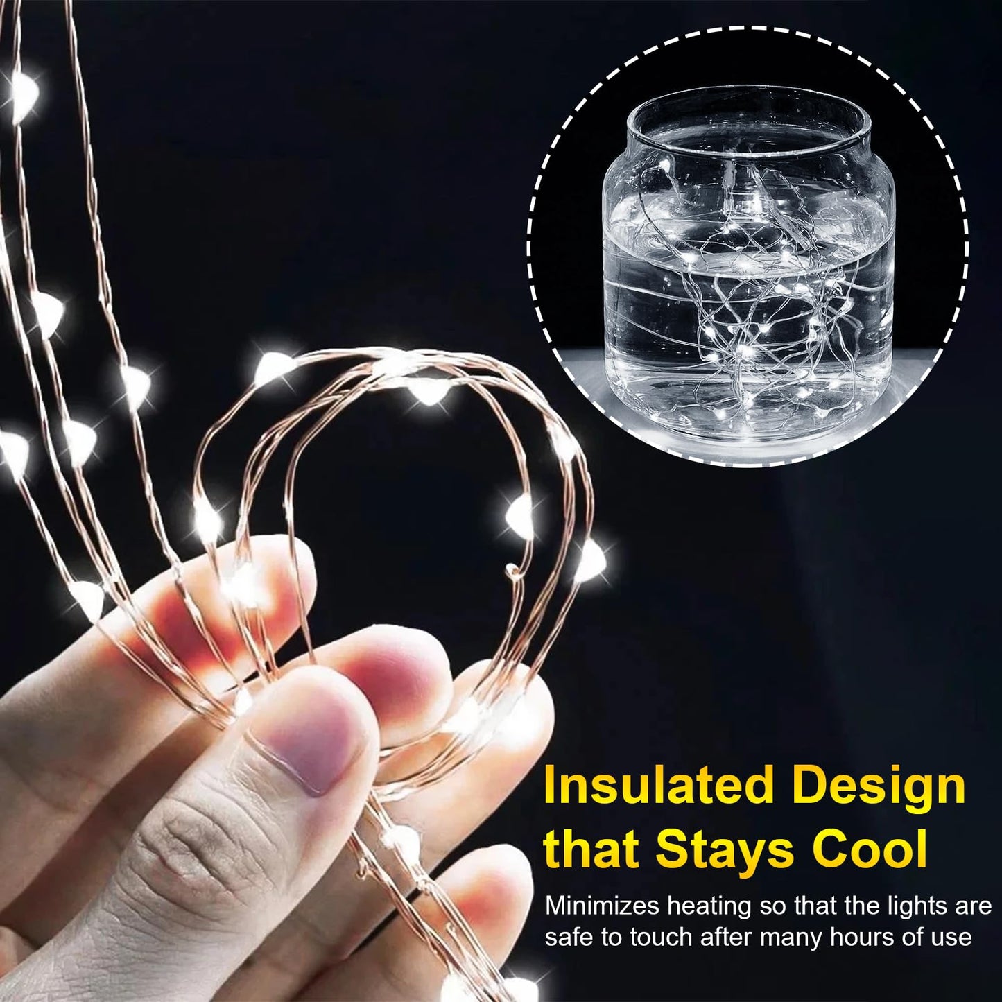 FWYWNL USB Fairy Light, 16ft 50 LED, Remote Control, Waterproof, 2 Pac, White, Copper Material