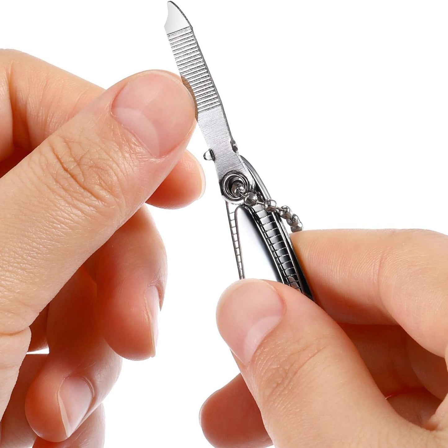 QPOIBSD 2'' Mini Finger Nail Clipper Manicure Trimmer Curved Edge, File & Key Chain ,White (2'', Count, 3)