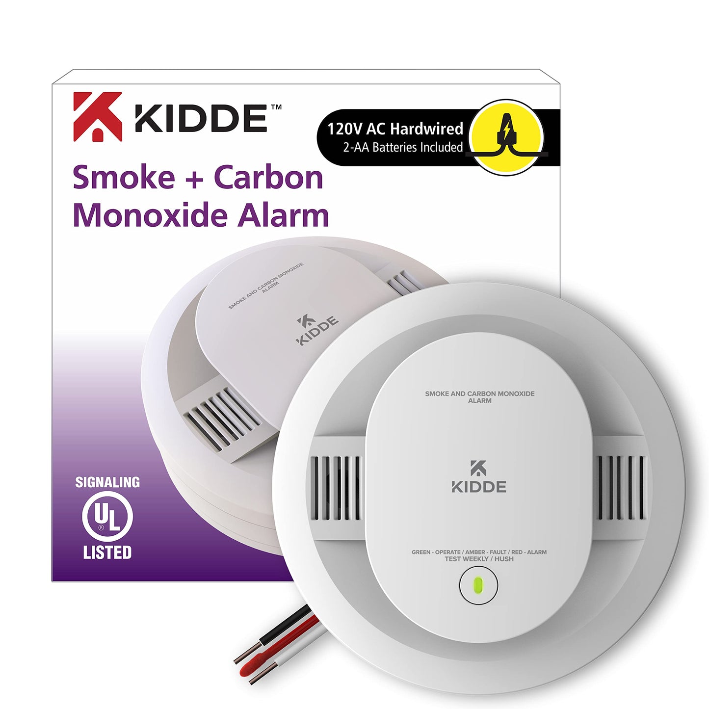 Kidde Hardwired Smoke & Carbon Monoxide Detector, AA Battery Backup, Interconnectable & Fire Extinguisher for Home, 1-A:10-B:C, Dry Chemical Extinguisher, Red