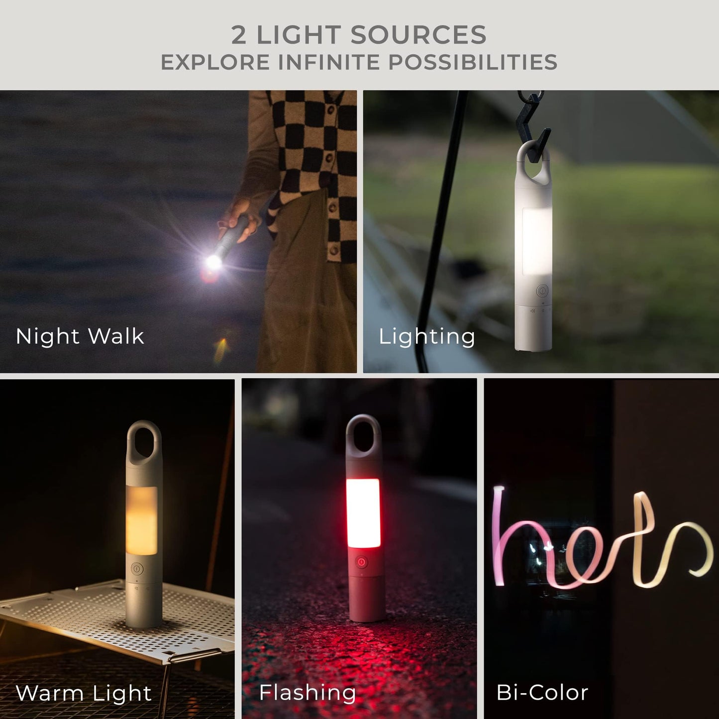 HOTO Flashlight Duo, USB-C Rechargeable, 1000 Lumens, Magnetic Absorption, Gray, Model QWSDT002