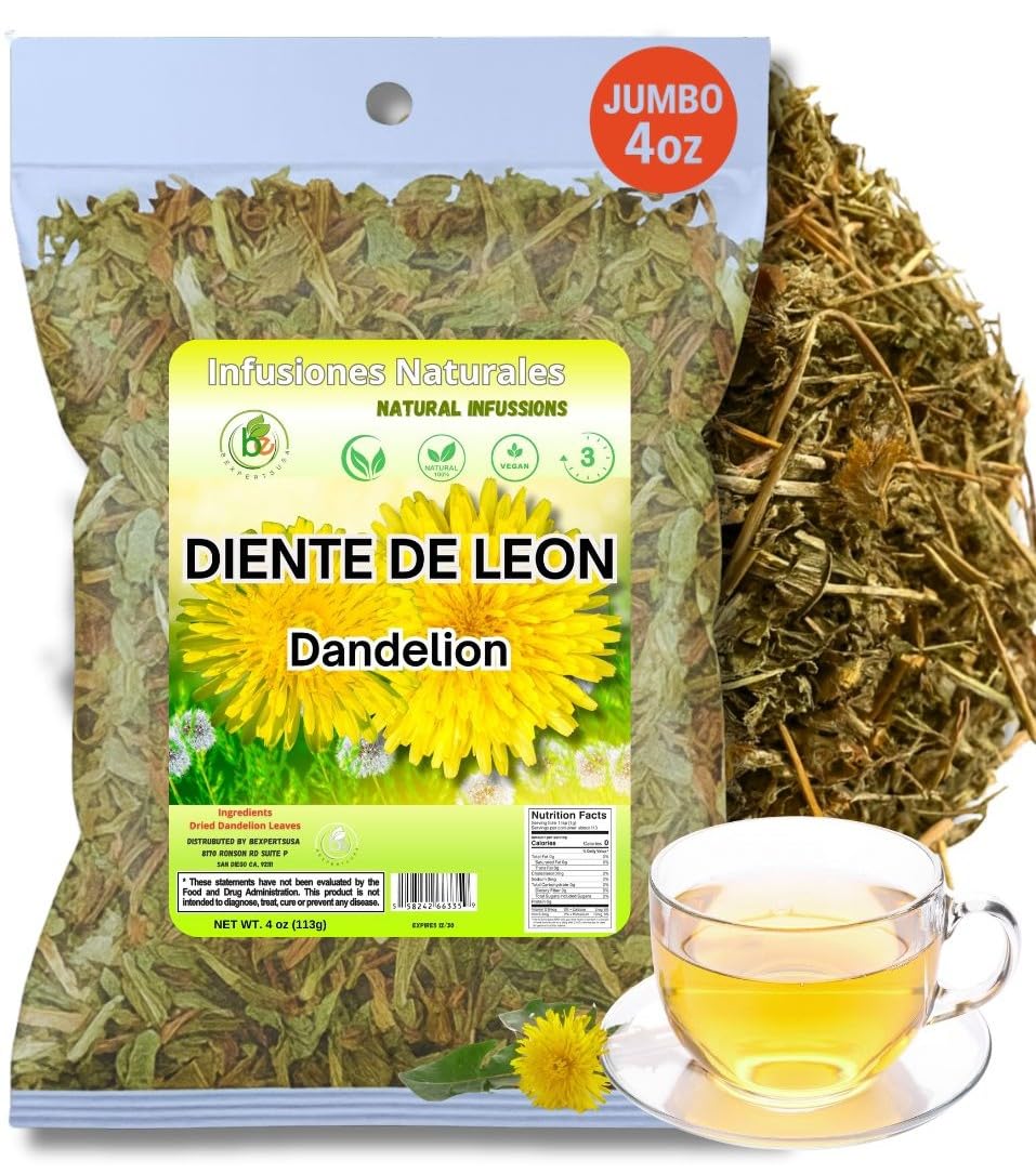 Diente de Le?n Herbal Tea - Dandelion Loose Leaf - 4 oz (113 g) - 100% Natural Vegan Non-GMO Caffeine-Free - Traditional Herbal Infusion - by BexpertsUSA