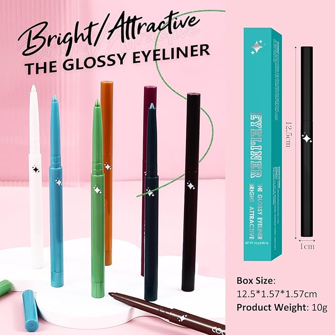 Bronze Eyeliner Waterproof Retractable Bronze Eyeliner Pencil Smudge-proof Long Lasting Hypoallergenic (10# brown yellow shimmer)