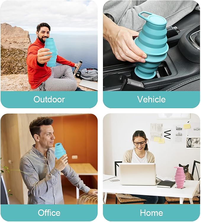 Tokhan Collapsible Silicone Water Bottle with Leak-Proof Valve - Reusable, BPA-Free, 17.6 oz/500 ml Capacity, Durable and Innovative Design - Perfect for Travel and Outdoor Activities (Drak Blue)