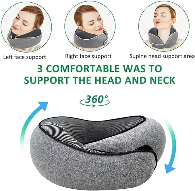 Travel Pillows for Airplanes, Neck Pillows for Travel,2024 New Travel Neck Pillow, Memory Foam Neck Pillow for Traveling Car Aircraft (Grey)