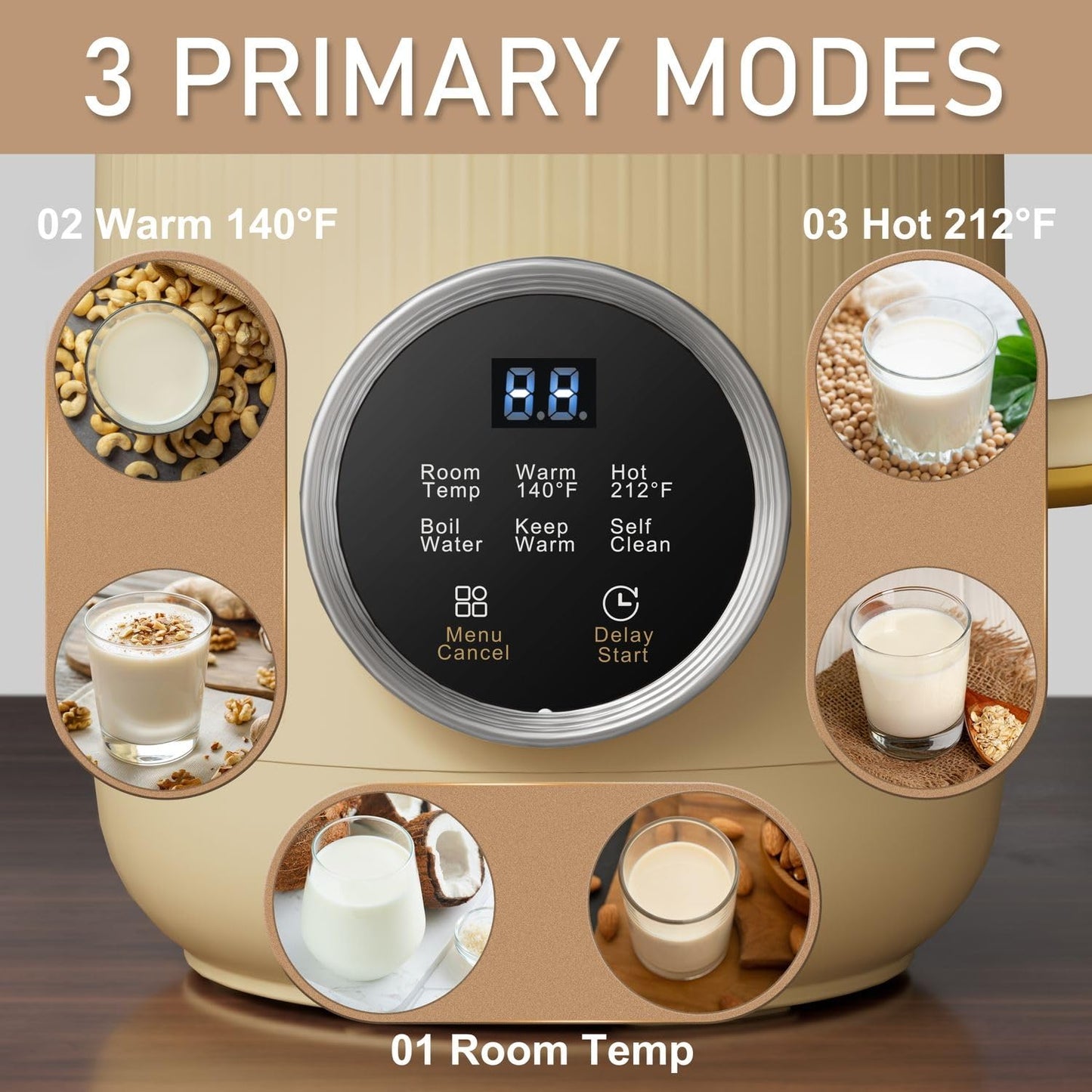 Arcmira π² πΆπ» π Nut Milk Maker, 20 oz(600ml) Homemade Almond, Oat, Soy, Coconut, Plant Based and Non Dairy Beverages, Milk Blender Machine with Delay Start, Keep Warm, Boil Water, Self Cleaning