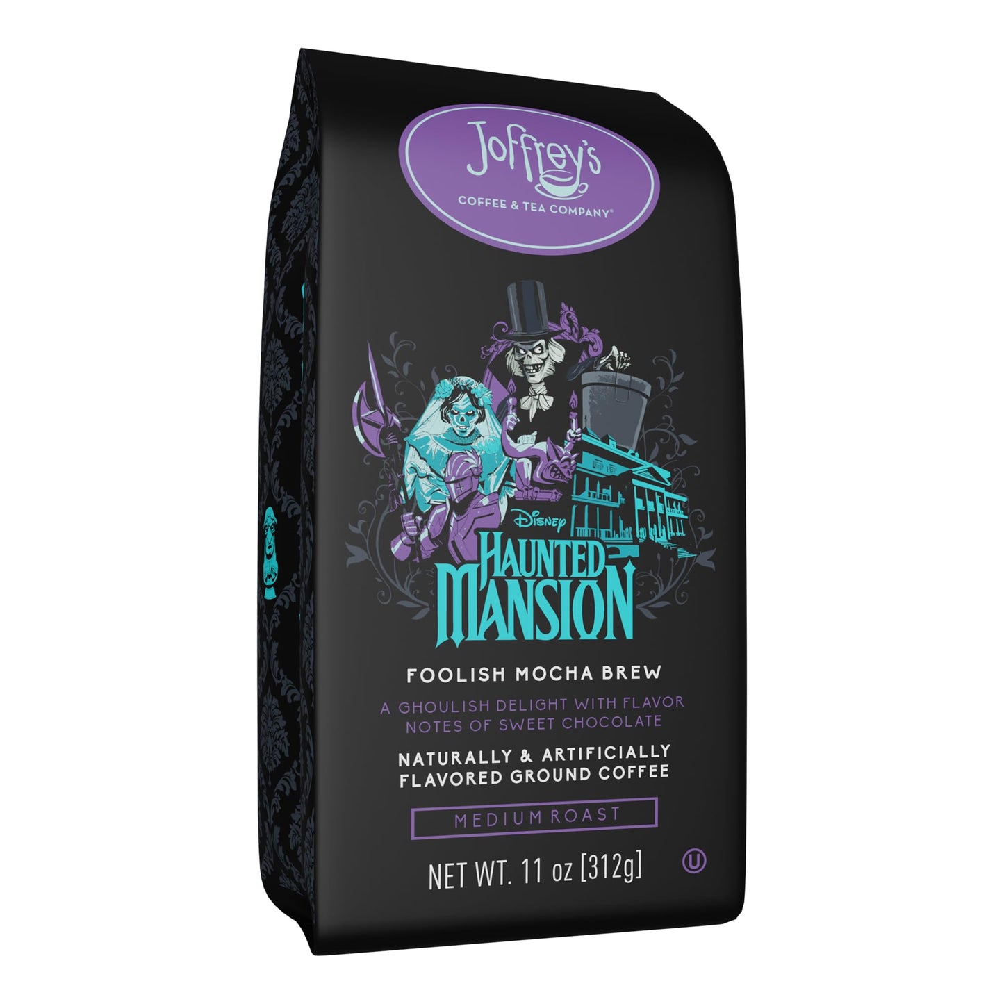 Joffreys Coffee - Disney Haunted Mansion Foolish Mocha Brew Medium Roast Ground Coffee Flavor Notes of Sweet Chocolate (Ground 11oz)