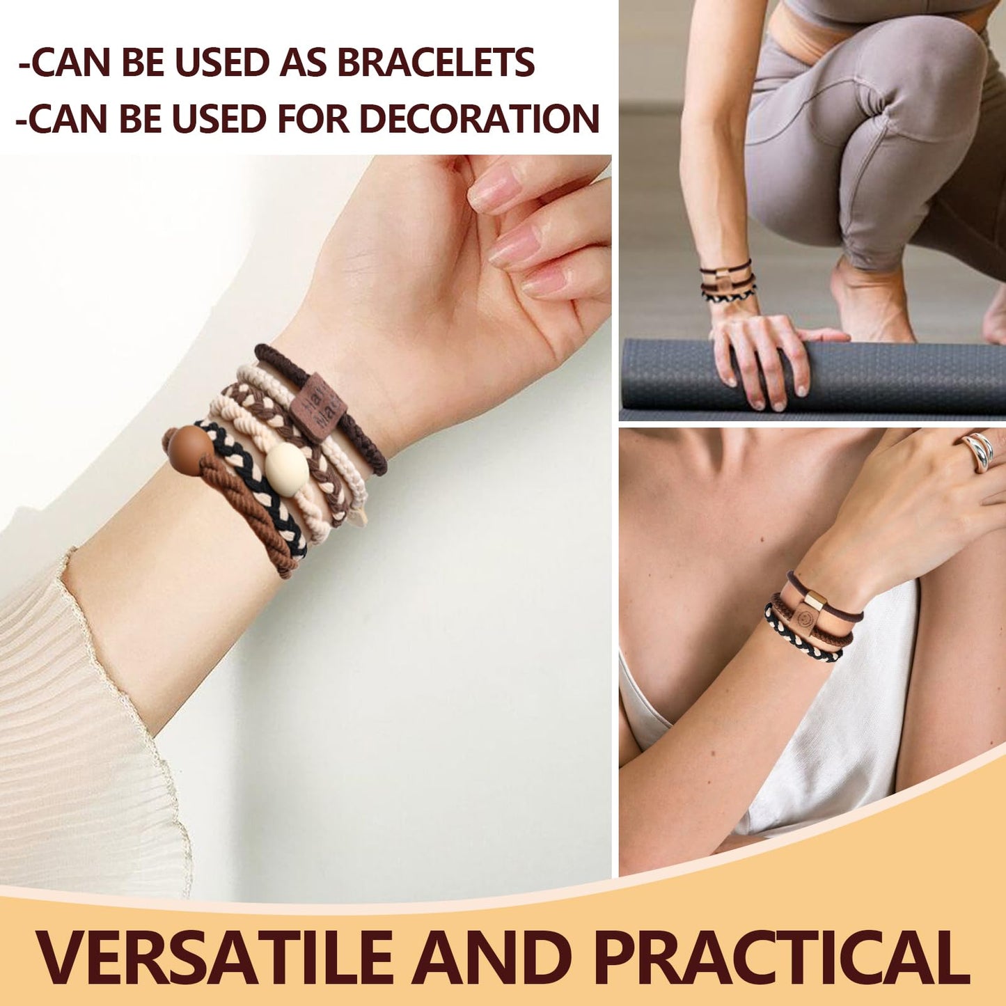 Womens hair ties,Boho Hair Ties 20pcs,anti breakage hair bands,ponytail holders,no damage for thick and thin hair,elastics hairt