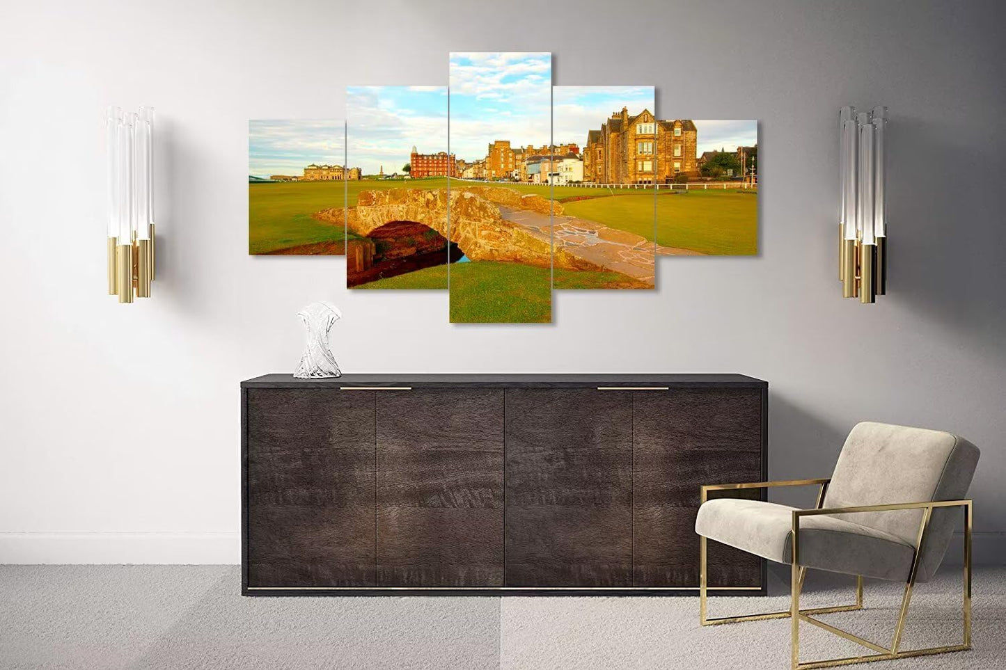 St Andrews Golf Course Wall Art for Living Room Bedroom Home Decorations St Andrews Swilcan Bridge Pictures Posters Framed Artwork Canvas Prints Ready to Hang(50''W x 24''H)
