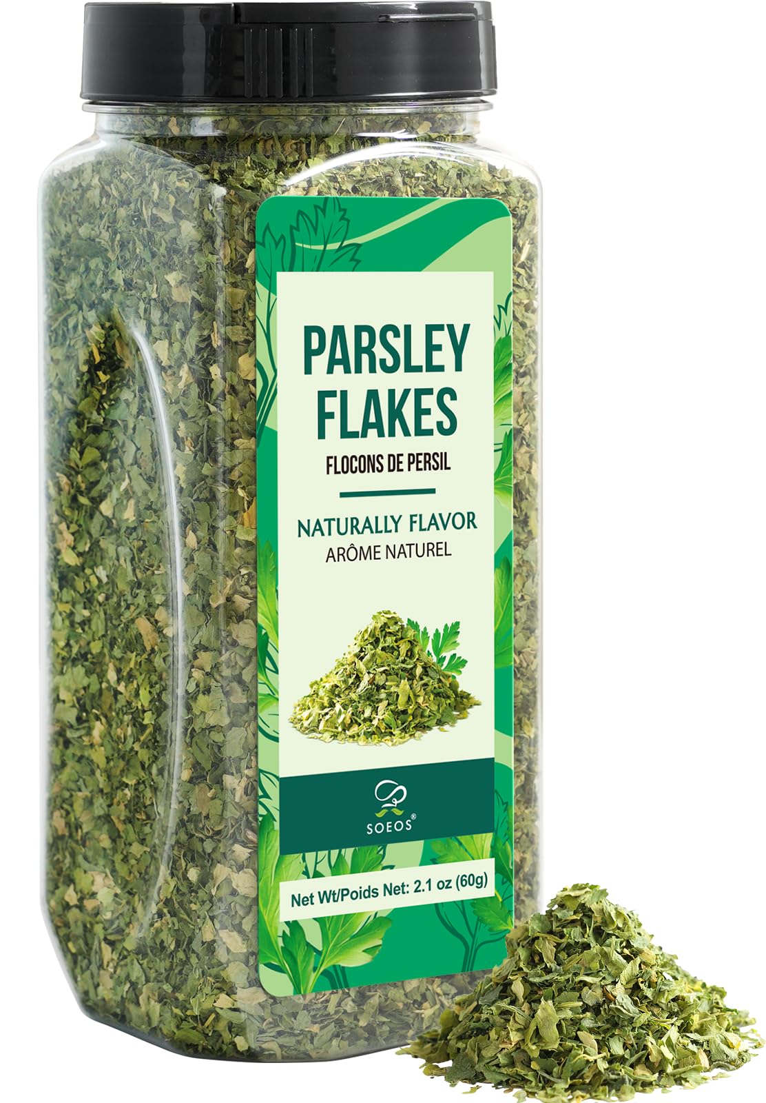 Soeos Parsley Flakes 2.1 oz (60g) Dried Parsley Leaves Fresh Flavor and Aroma Perfect for Seasoning Garnishing and Cooking