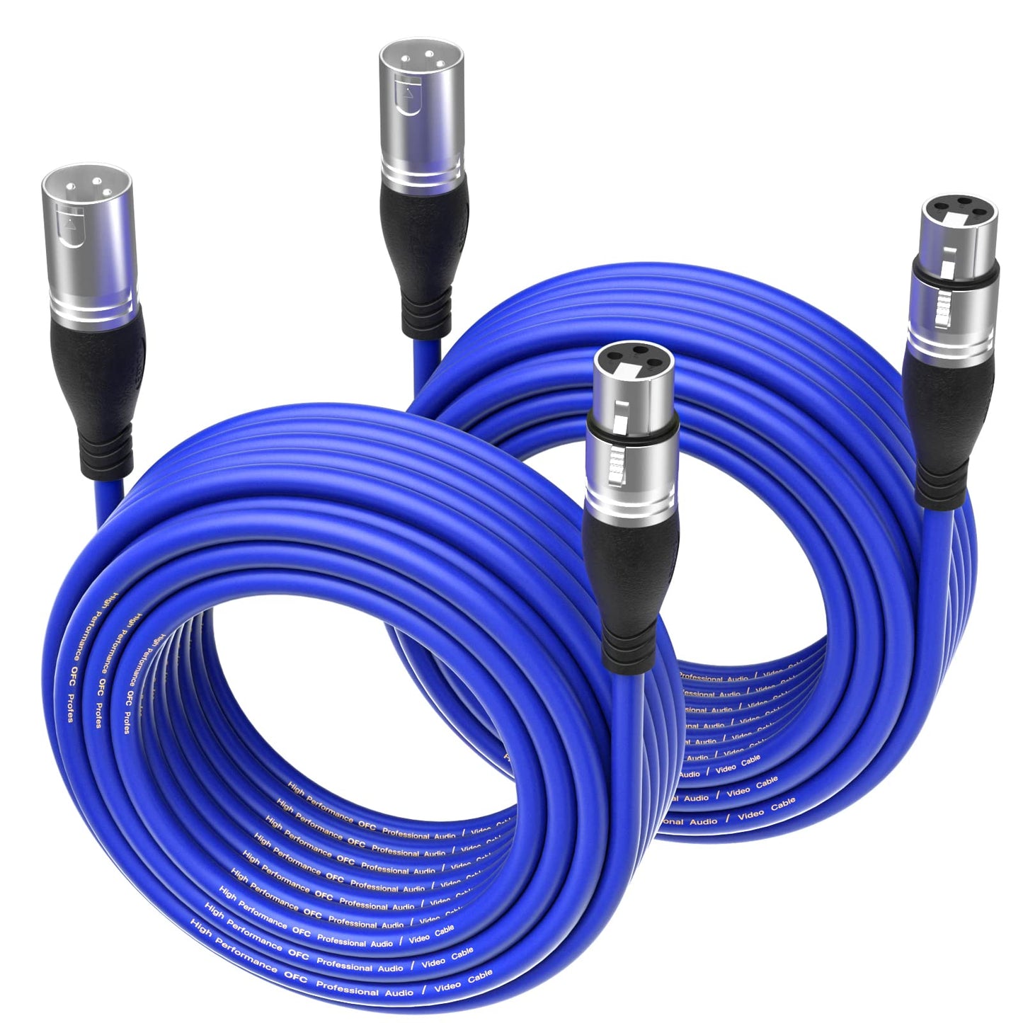 EBXYA XLR Cable 50ft 2 Packs - Premium Balanced Microphone Cable with 3-Pin XLR Male to Female Mic Speaker Cable, Blue