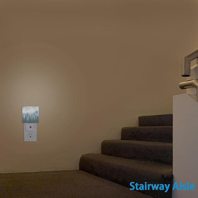Misty Forest Night Light,Nature Landscape Night Lights Plug into Wall for Boys Girls, Led Lamp for Stairway/Hallway/Bedroom 0.5W Nightlight Sleep Friendly