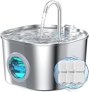 Cat Water Fountain Stainless Steel: Pet Fountains for Cats/Dog Indoor Automatic Waterer Bowls for Drinking Small Animal Wa...