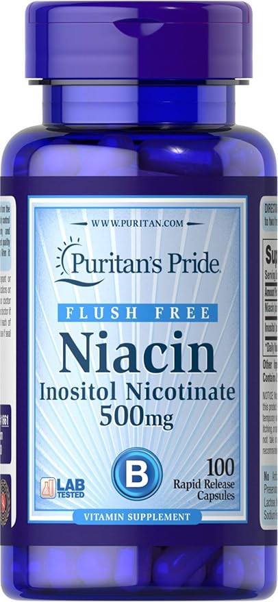 Puritan's Pride Flush Free Niacin 500 mg 100 Capsules