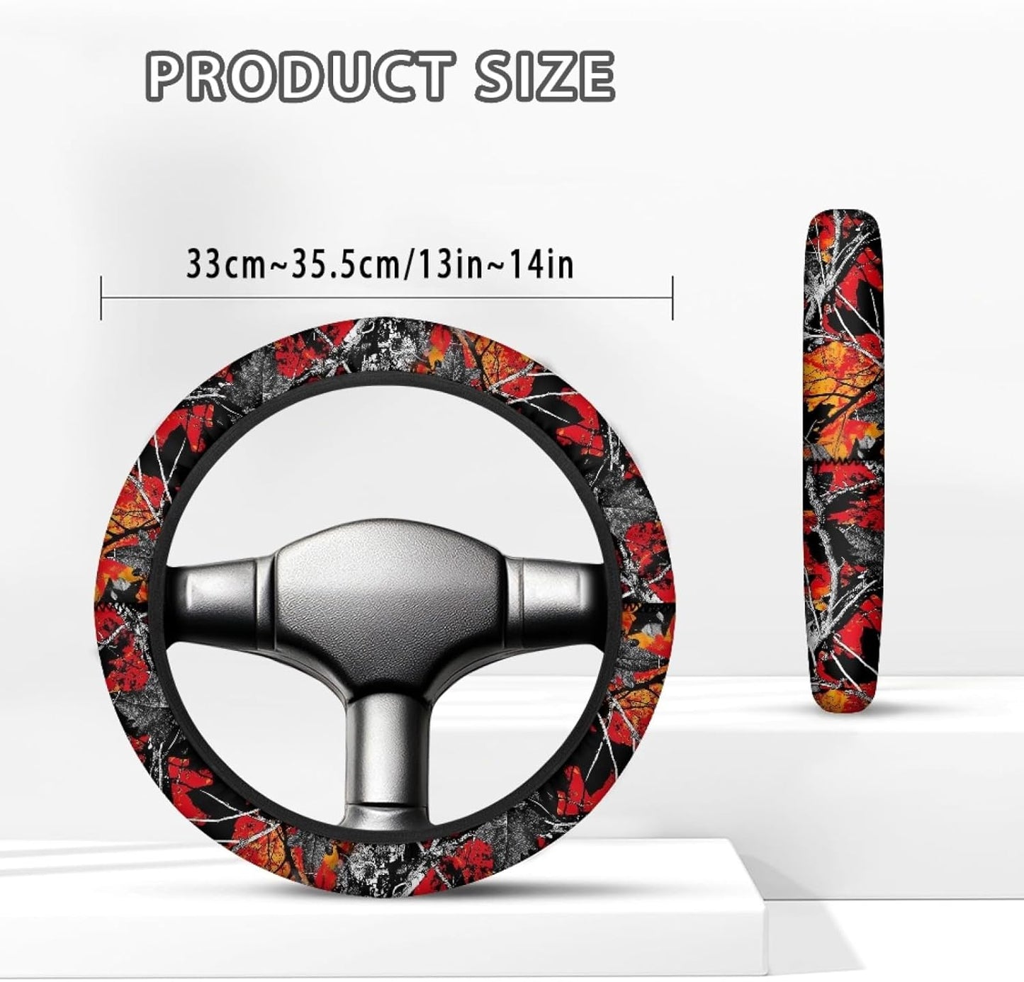 Camo Hunting Golf Cart Steering Wheel Cover Red Oak Steering Wheel Covers for Club Car Golf Cart Accessories Block UV Rays Cool Sun Heat Shield