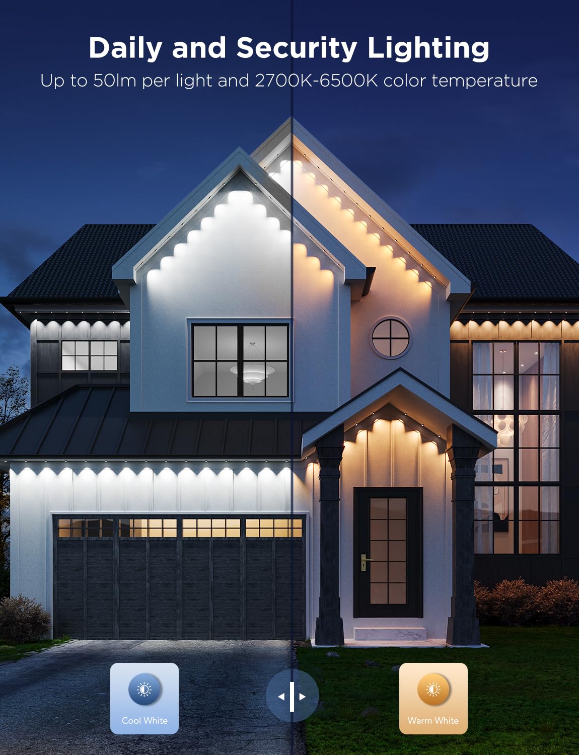 Govee Outdoor Lights Pro, 200ft, 120 RGBIC LED, IP67 Waterproof, Works with Alexa/Google Assistant, Black, Model H706C