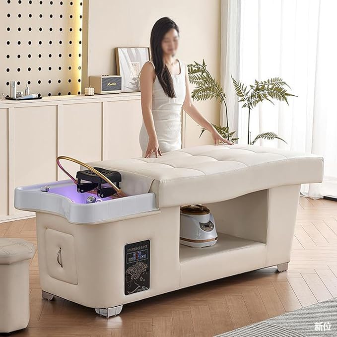Head Spa Equipment, Massage Shampoo Bed, Supports Water Circulation|Fumigation|Light Therapy Massage Table for Spa Beauty Salon