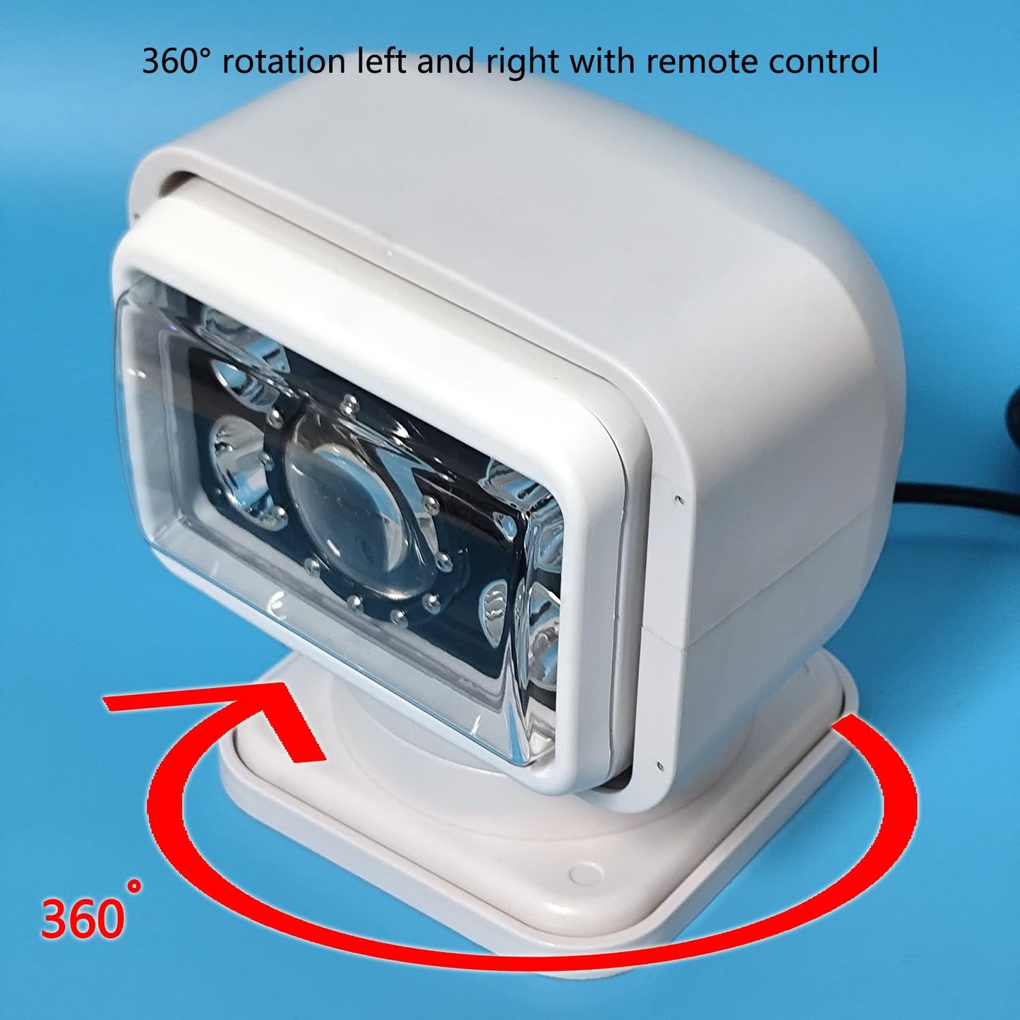 JIUHUAN LED Search Light 70W 7 Inch 360° Rotating Remote Control Waterproof White Model JH116-70W-Laser-W
