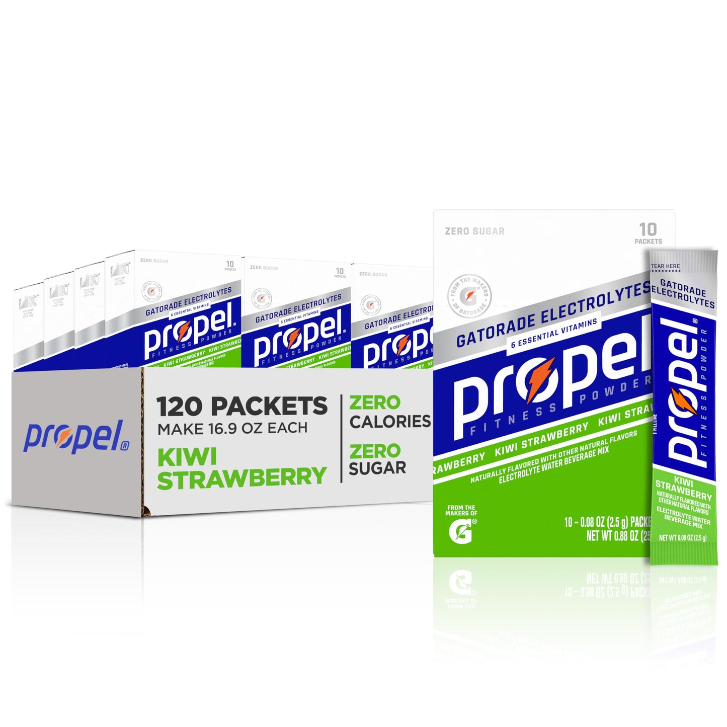 Propel Electrolyte Enhanced Water Drink Mix Powder Packets, Kiwi Strawberry, Zero Calorie & Zero Sugar Hydration with Electrolyt