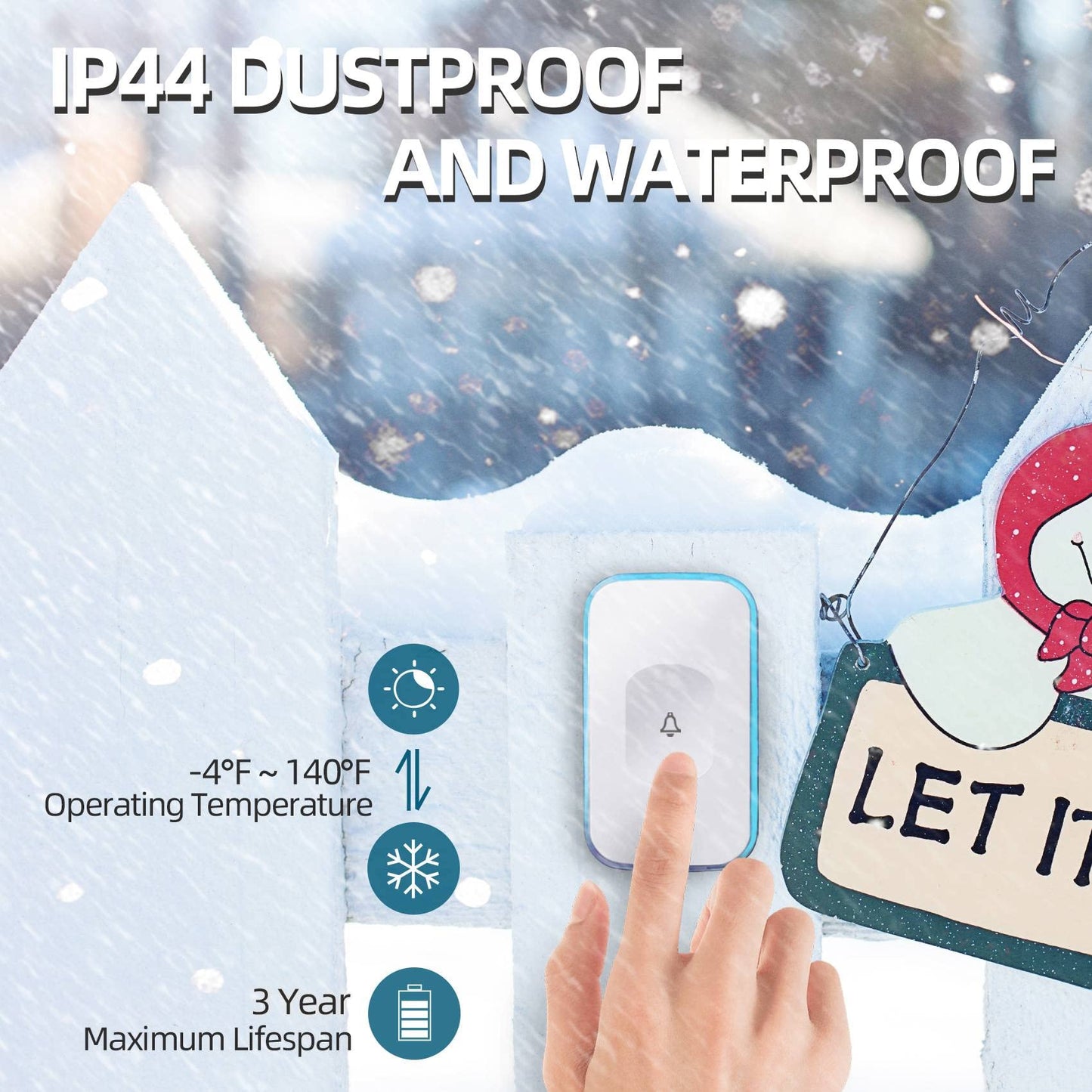 Wireless Doorbell 1200 Feet Waterproof Door Bell With 2 Buttons With Different Tones Operating At 36 Melodies 4 Volume Levels Fl