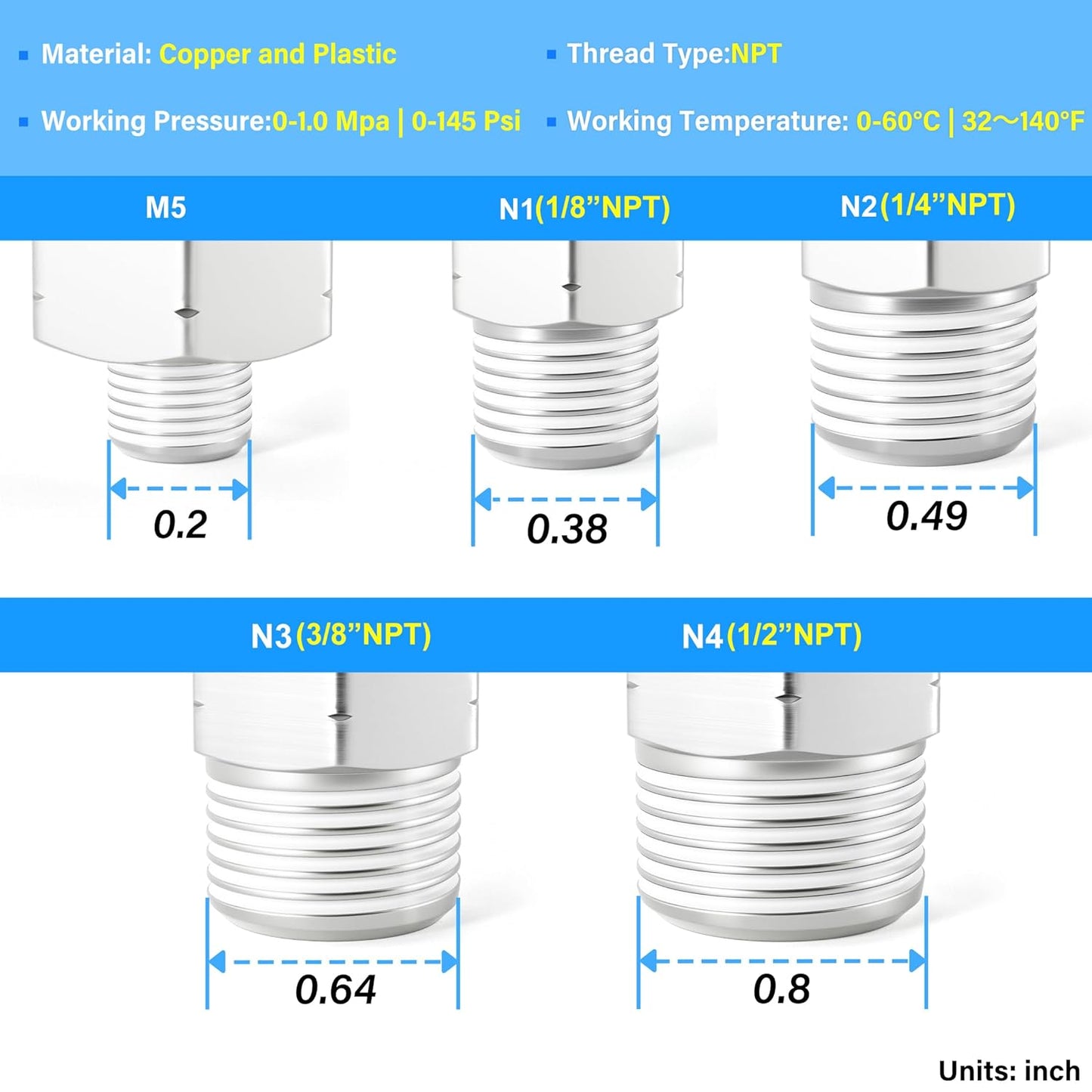 TAILONZ PNEUMATIC Elbow and Straight Combination 5/16 Inch Tube OD x 3/8 Inch NPT Thread Push to Connect Fittings PC-5/16-N3+PL-5/16-N3(Pack of 12)