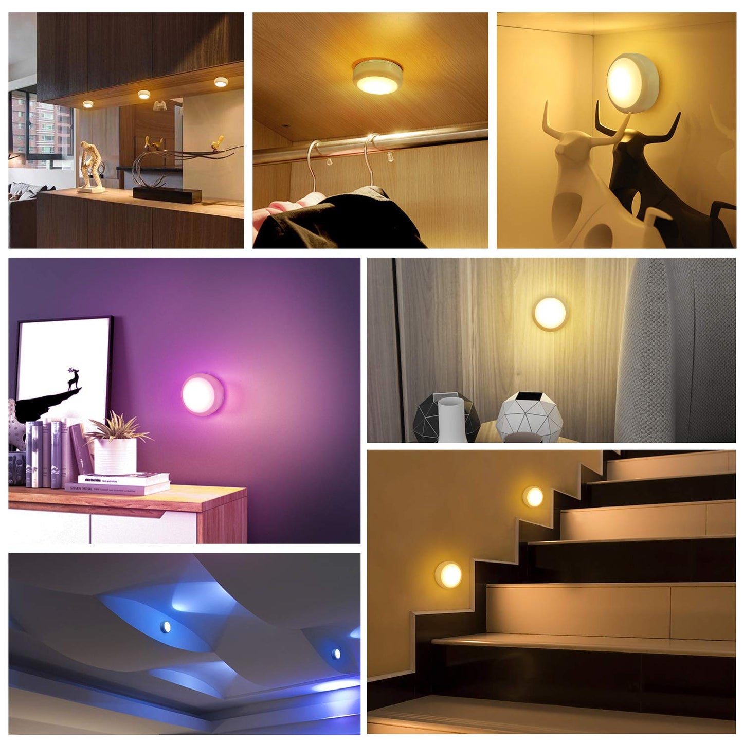 Bls Led Puck Lights With Remote Control Rgb 13 Color Changing Under Cabinet Lighting Wireless Aa Battery Operated Night Light Push Stick On Lights For Closet Kitchen Wall Dimmer & Timer 2 Pack