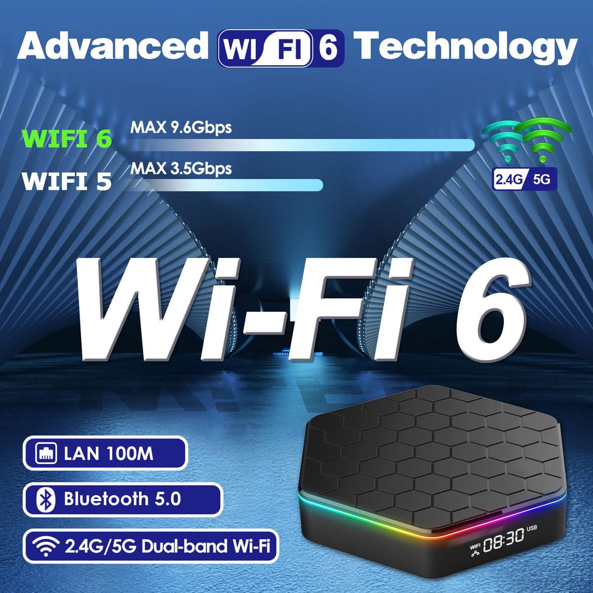 Bl Android Tv Box 12.0, 6K Tv Box 4Gb Ram 64Gb Rom, Android Tv Box 2025 6K 4K Wi-Fi 6 With Hdr10+ H618 Quad-Core Cpu 2.4G/5G Wi-