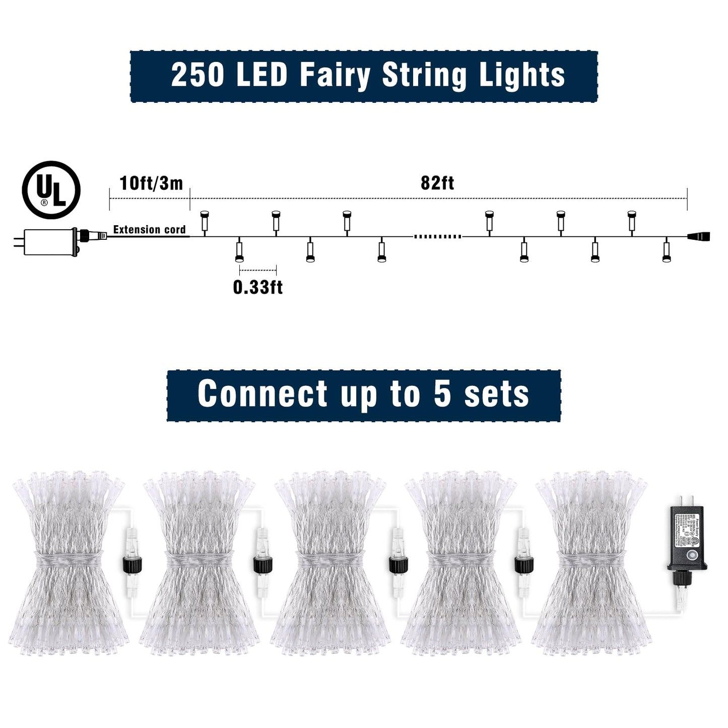 Einiiya 250 Led Orange And Purple Christmas Lights 82 Ft String Lights Indoor Outdoor Clear Wire With 8 Modes Plug In Waterproof Christmas Light For Tree Party Bedroom Thanksgiving Decorations