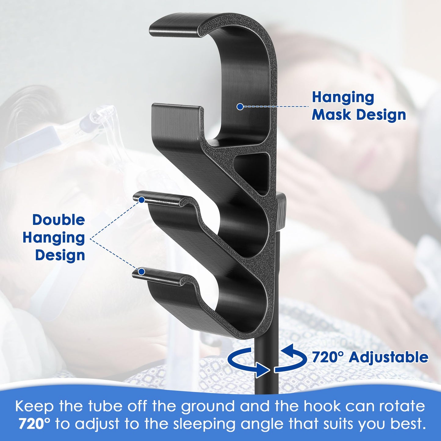 Geiserailie CPAP Hose Holder, Mask and Hose Bedside Organizer, Flexible and Bendable Bracket Prevents Tube Entanglement and Hanging Mask, Keep CPAP Supplies Neat and Tidy