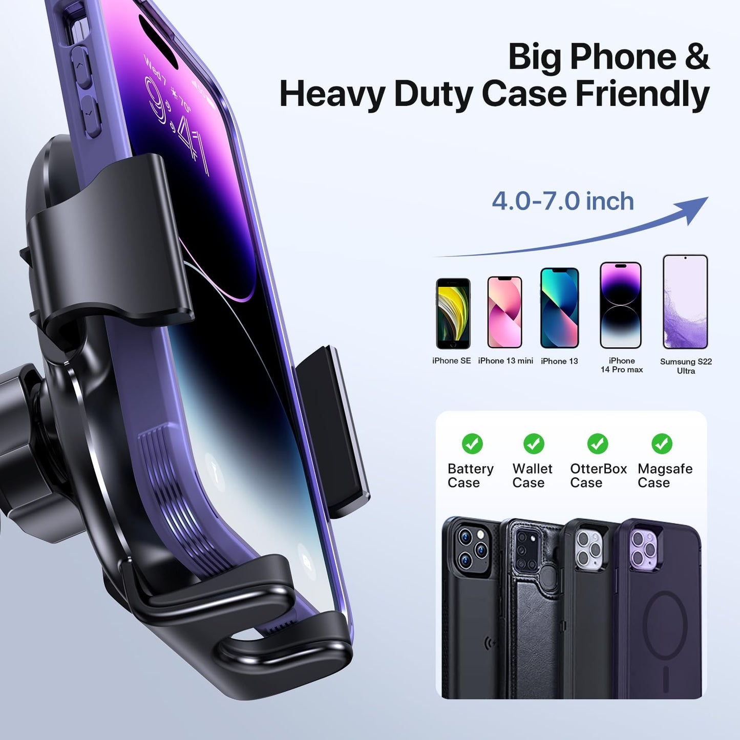Miracase 3-In-1 Cell Phone Holders For Your Car, Universal Car Phone Holder Mount For Dashboard Air Vent Windshield Compatible W