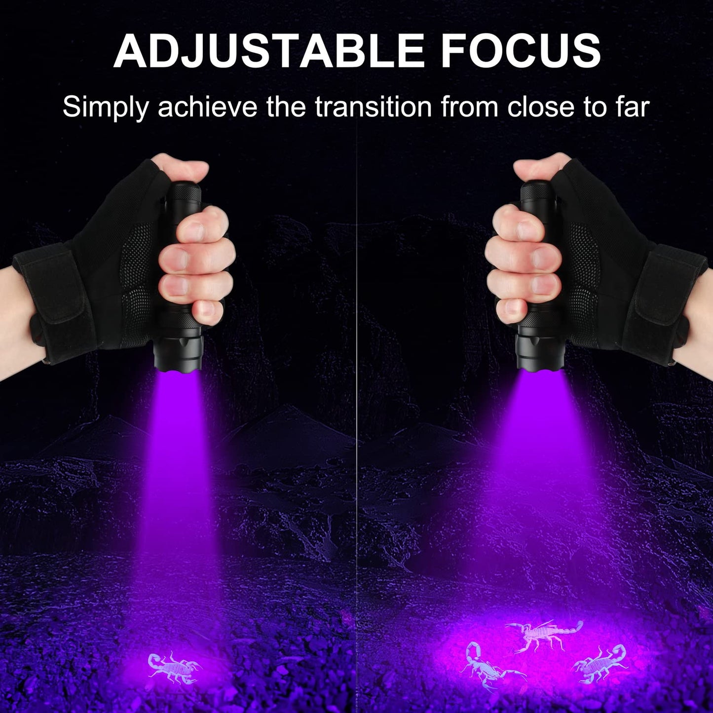 ULTRAFIRE UV Flashlight 395-405 nm LED Blacklight, Medium Size, Aluminum, Black, Model LE788000140