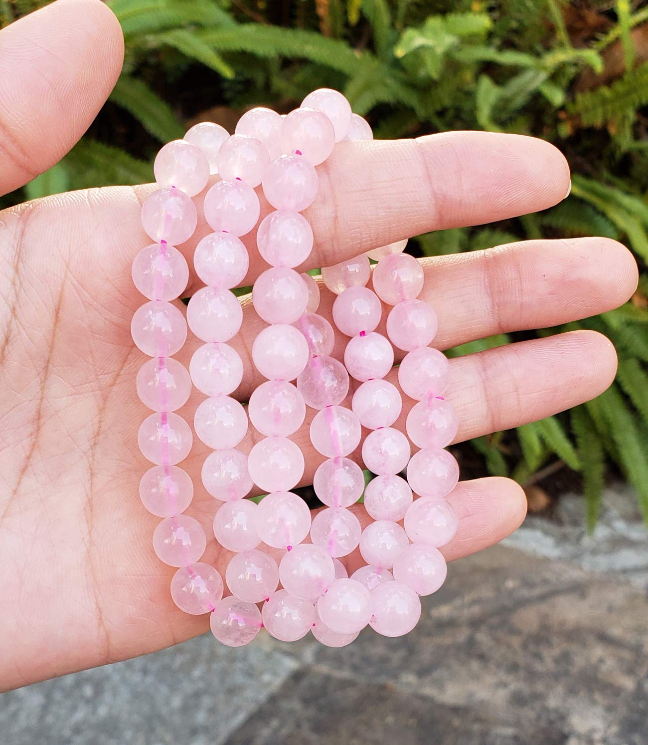 Adabele Real Natural Pink Rose Quartz Gemstone Beaded Bracelet 8.5 inch Stretch Chakra Healing Crystal Stone Jewelry Women Mom G