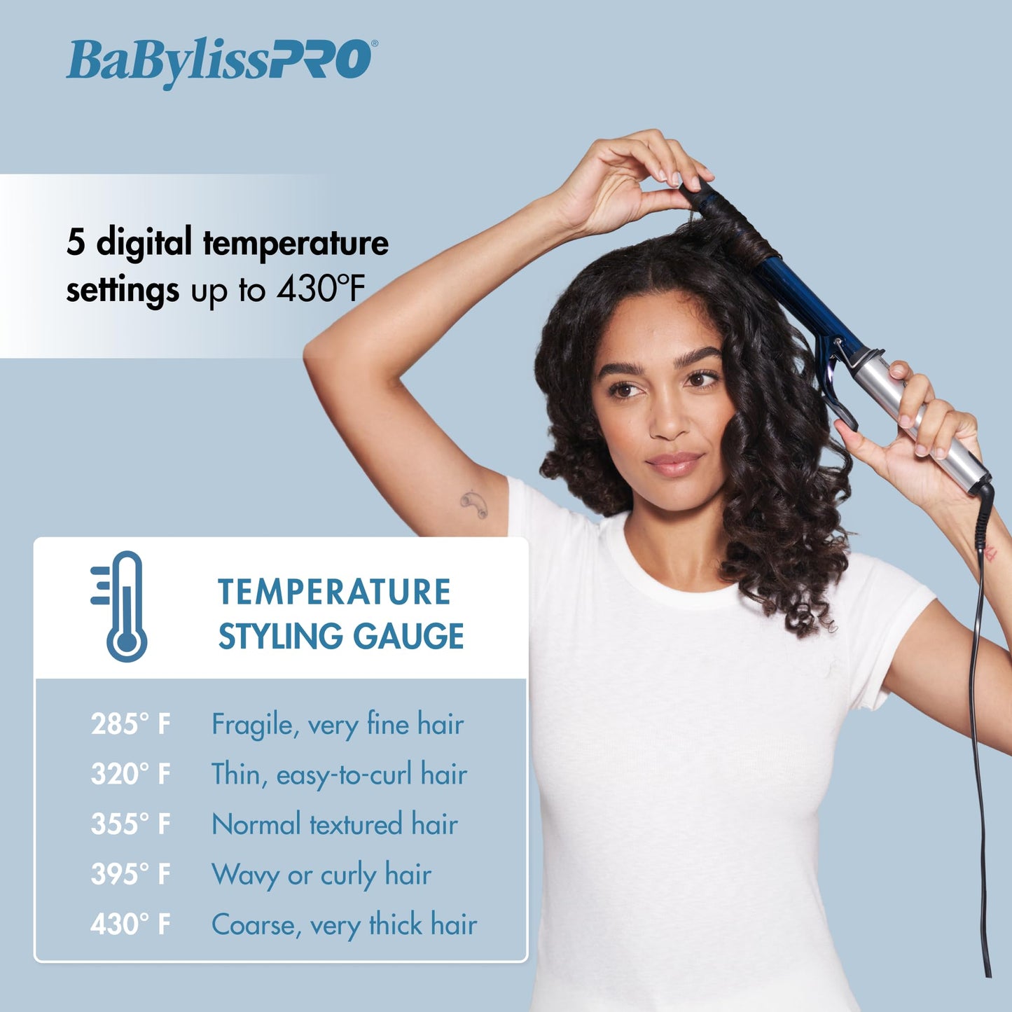 BaBylissPRO Nano Titanium 1 inch Curling Iron with Extended Barrel, Professional Spring Hair Curler for Medium to Longer Hair Ty