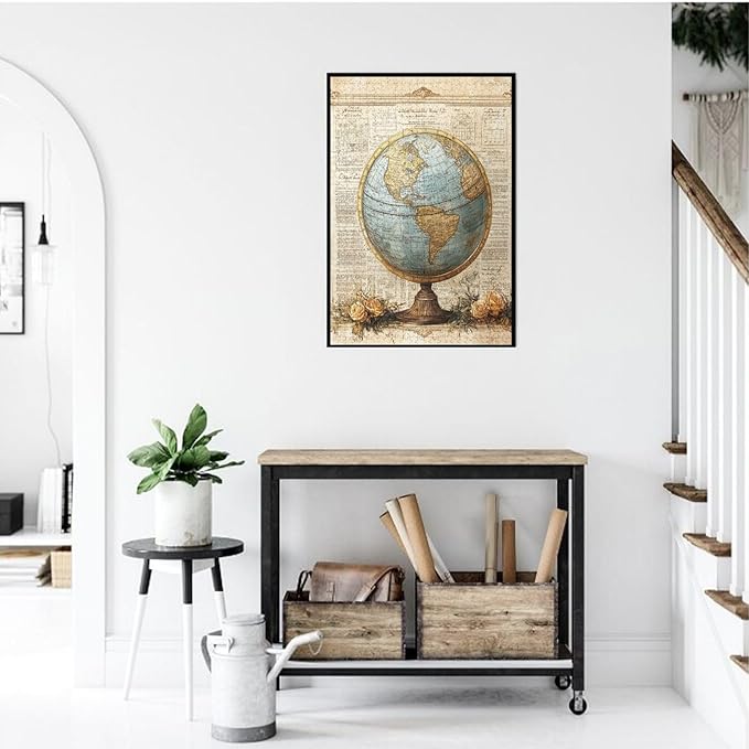 Classic Globe with Detailed World Map and Vintage Documentation, Beautifully Complemented by Decorative Roses,1000 Piece Adults Wooden Jigsaw Puzzle,Ideal for Relaxation and Family Fun